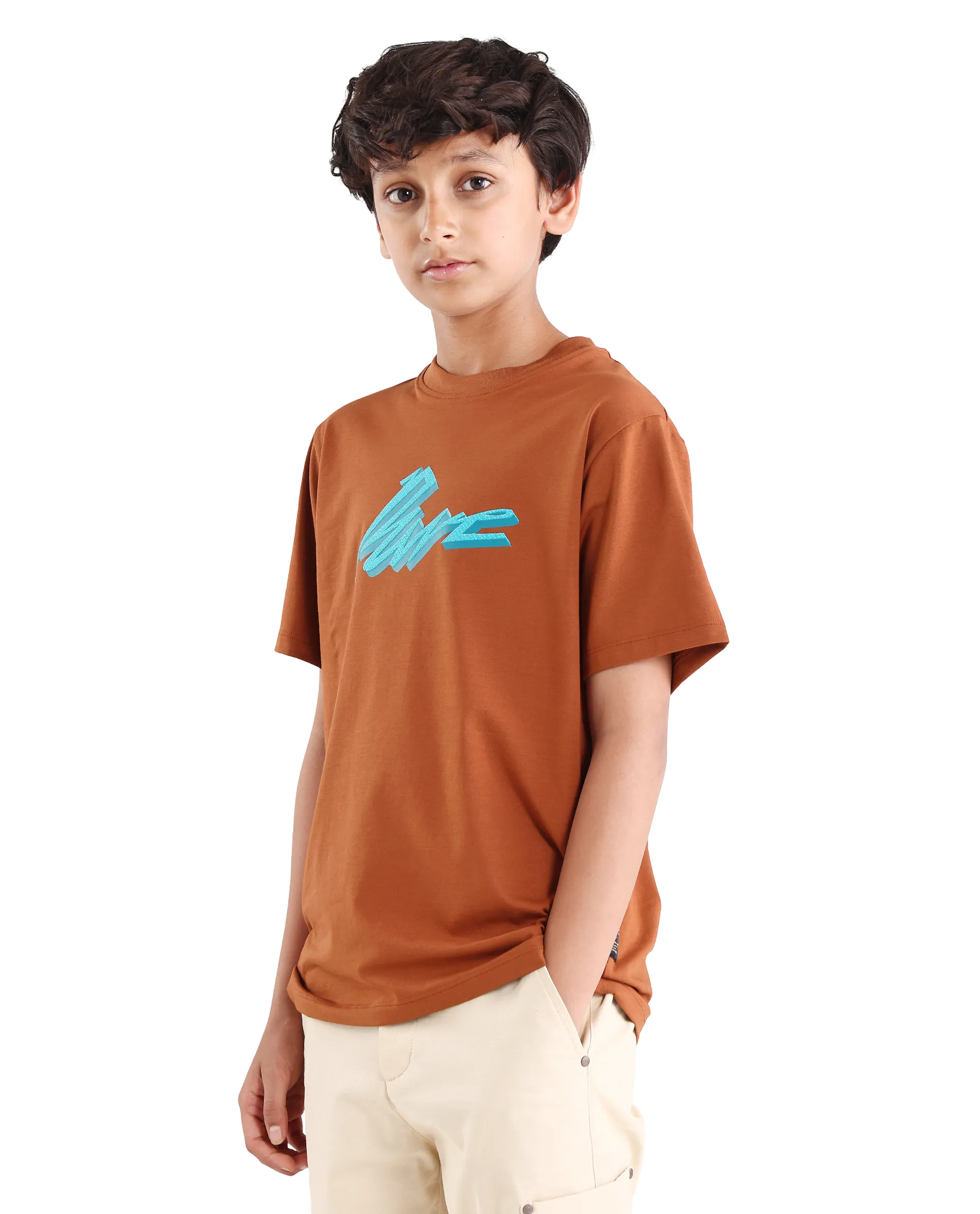 Rare Ones Kids Via-K Brown Cotton Blend Pull-On Closure Regular Fit T-Shirt - Image 5