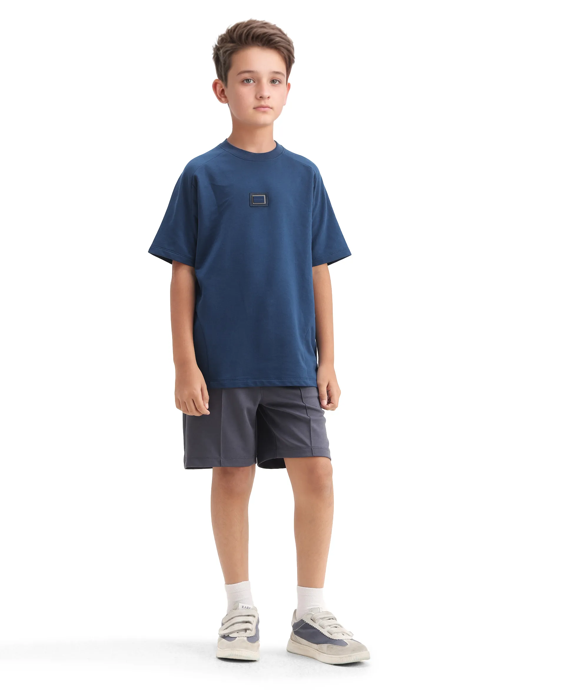Rare Ones Kids Weke Navy Cotton Half Sleeves Cut And Sew Oversized T-Shirt - Image 2