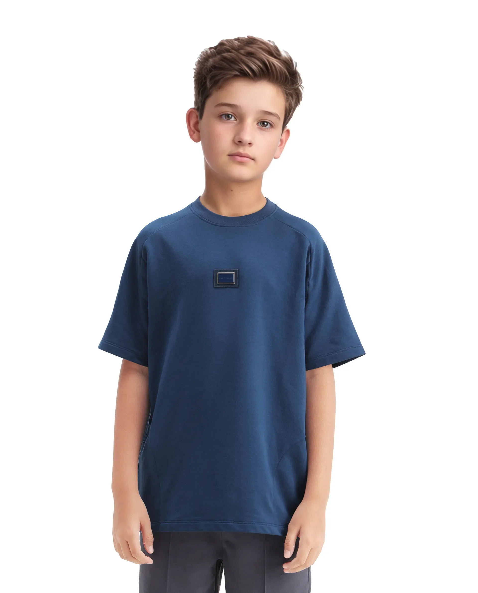 Rare Ones Kids Weke Navy Cotton Half Sleeves Cut And Sew Oversized T-Shirt - Image 3