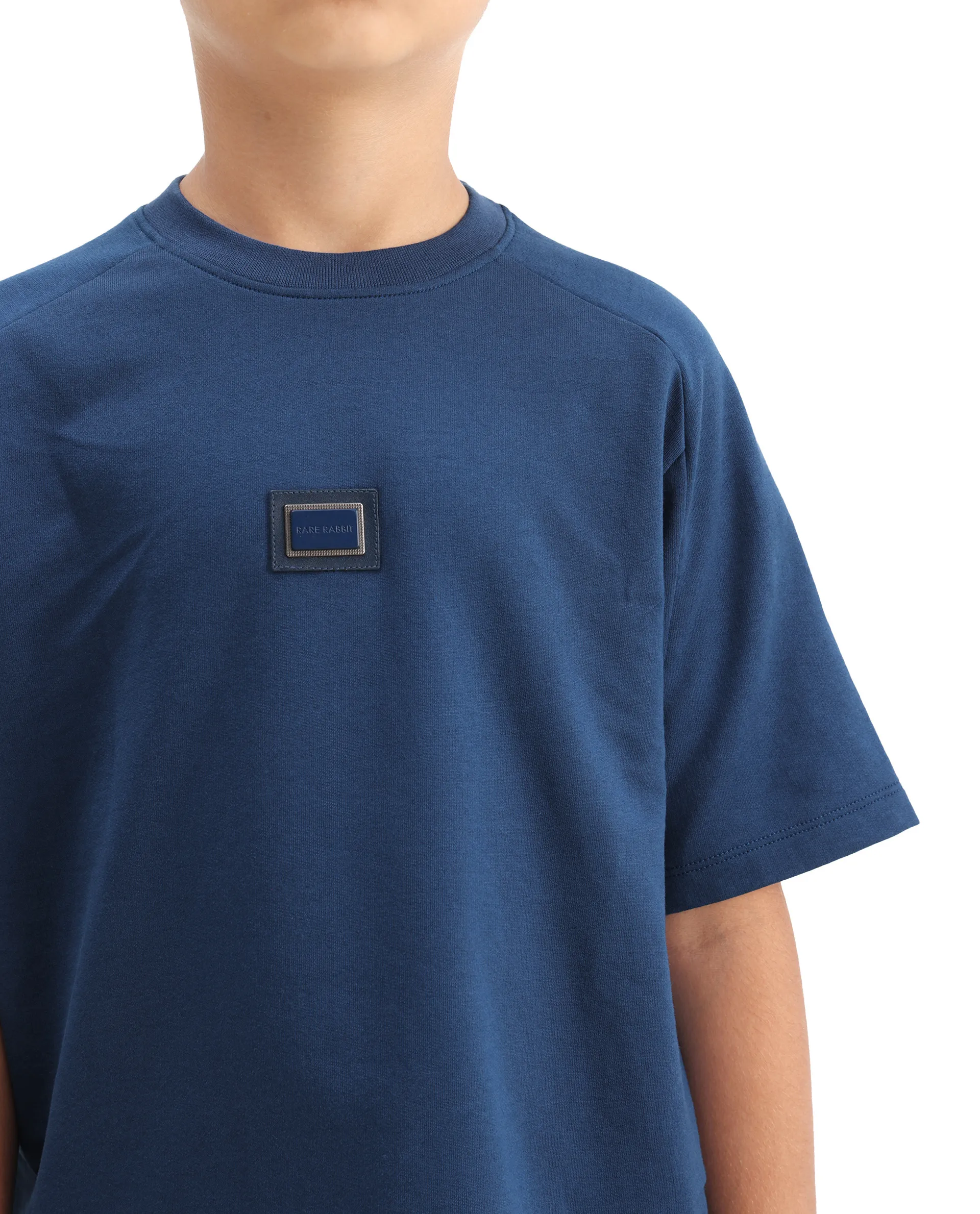 Rare Ones Kids Weke Navy Cotton Half Sleeves Cut And Sew Oversized T-Shirt - Image 4