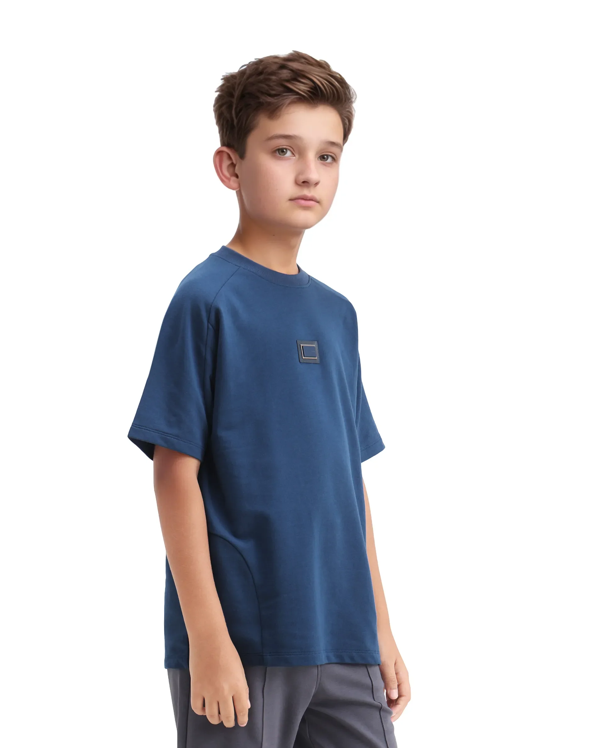 Rare Ones Kids Weke Navy Cotton Half Sleeves Cut And Sew Oversized T-Shirt - Image 6
