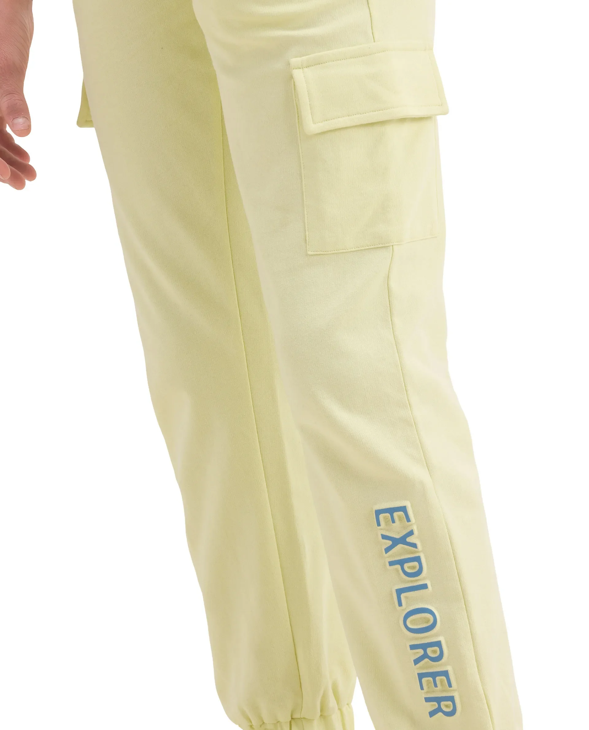 Rare Ones Kids Aiden Light Yellow Cotton Fabric Drawstring Closure Embossed Cargo Fit Track Pant - Image 4