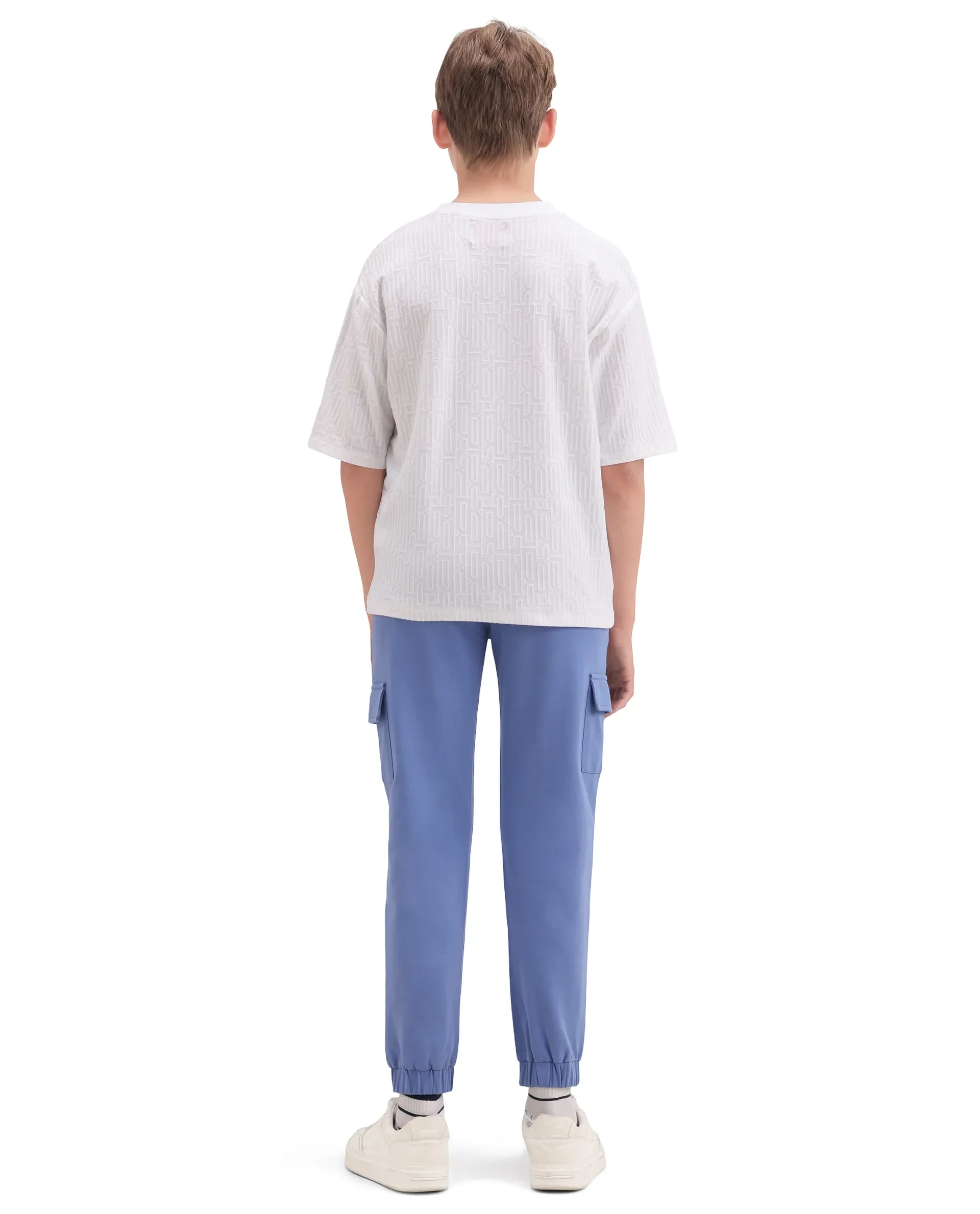 Rare Ones Kids Aiden Purple Cotton Fabric Drawstring Closure Embossed Cargo Fit Track Pant - Image 8
