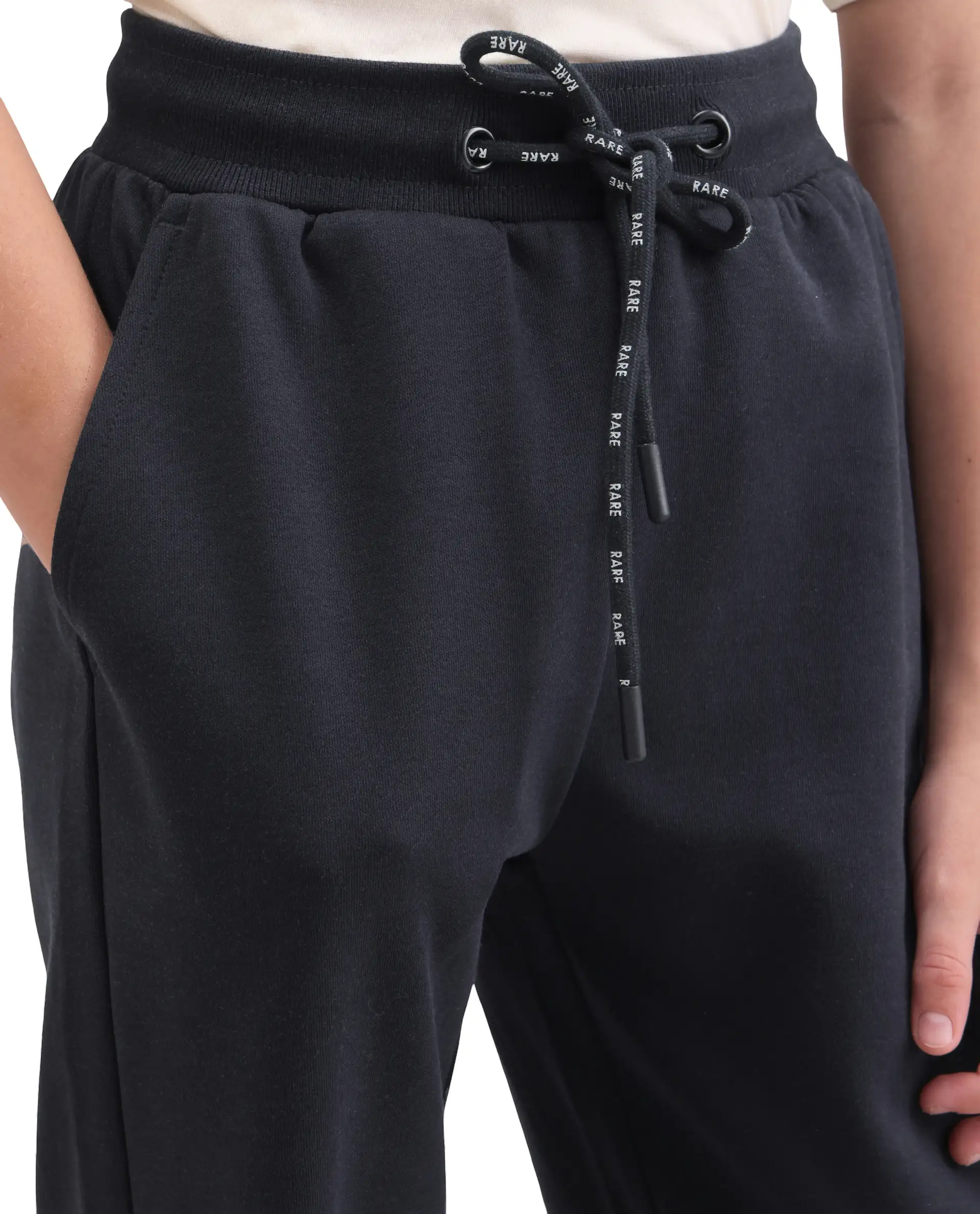 Rare Ones Kids Cory Navy Cotton Blend Fabric Drawstring Closure Straight Fit Track Pant - Image 3