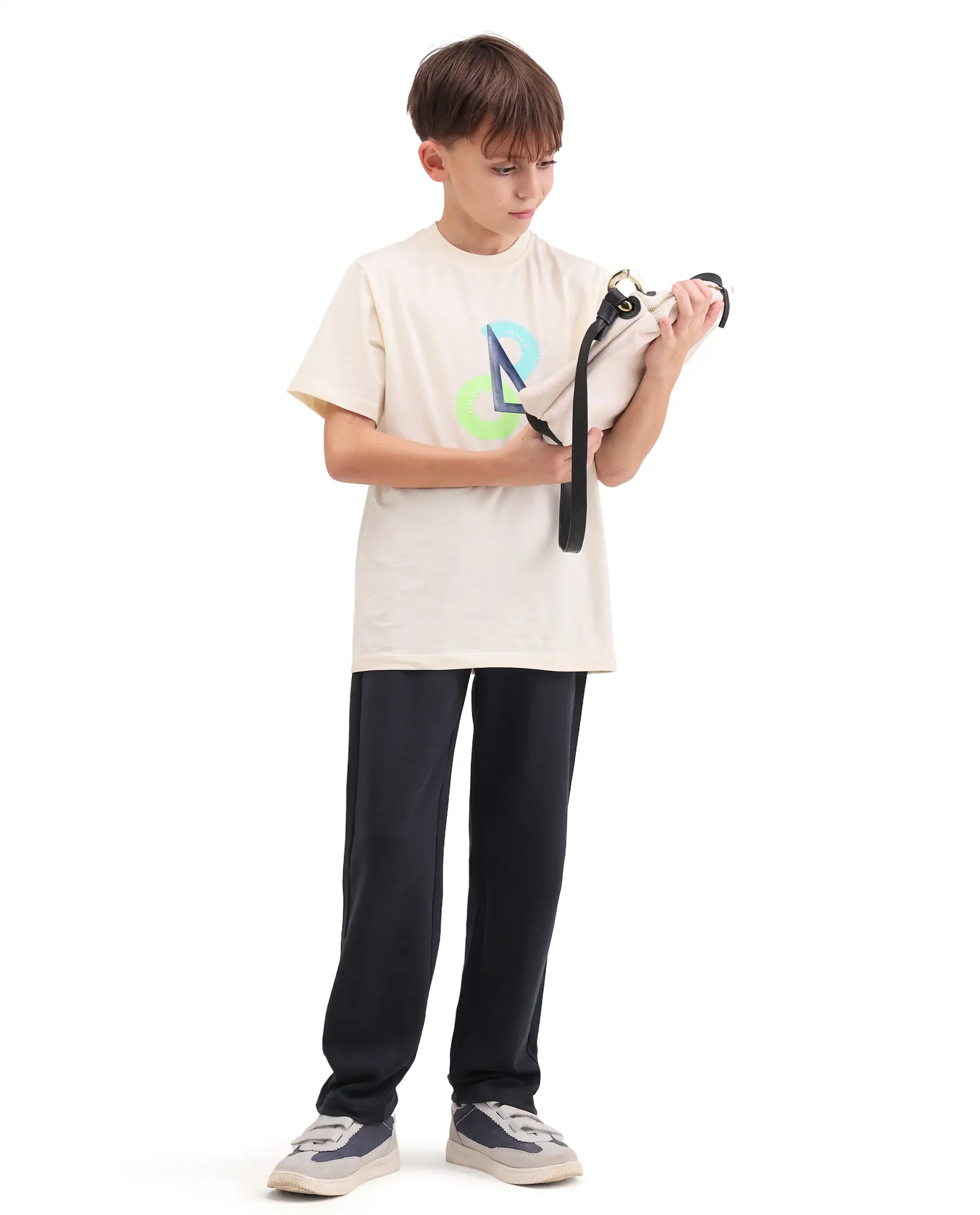Rare Ones Kids Cory Navy Cotton Blend Fabric Drawstring Closure Straight Fit Track Pant - Image 5
