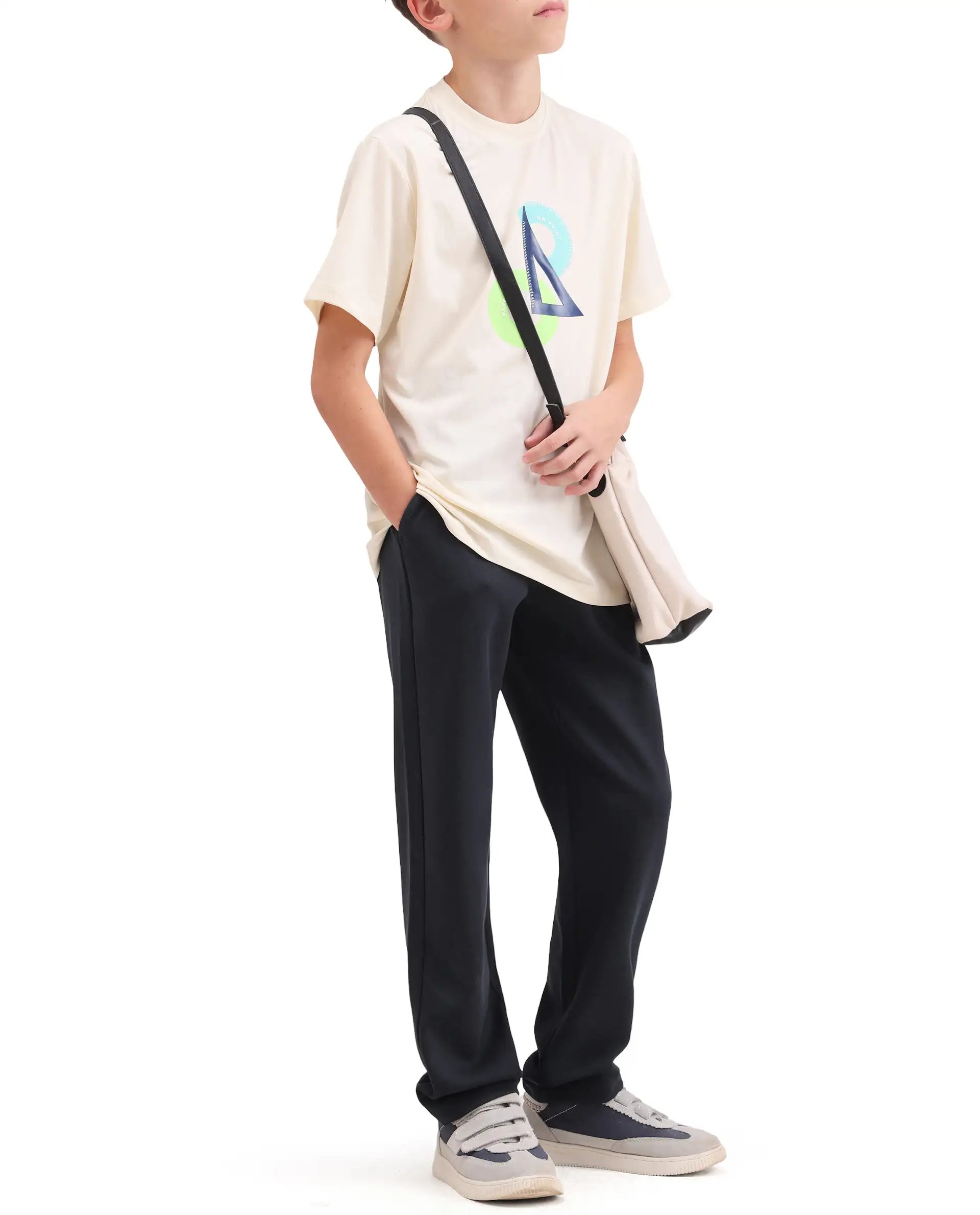 Rare Ones Kids Cory Navy Cotton Blend Fabric Drawstring Closure Straight Fit Track Pant - Image 6
