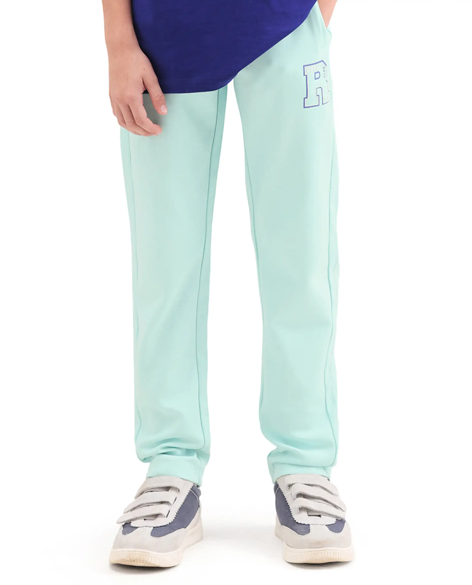 Rare Ones Kids Huzz Light Green Cotton Blend Fabric Drawstring Closure Hd Print Straight Fit Track Pant - Image 2