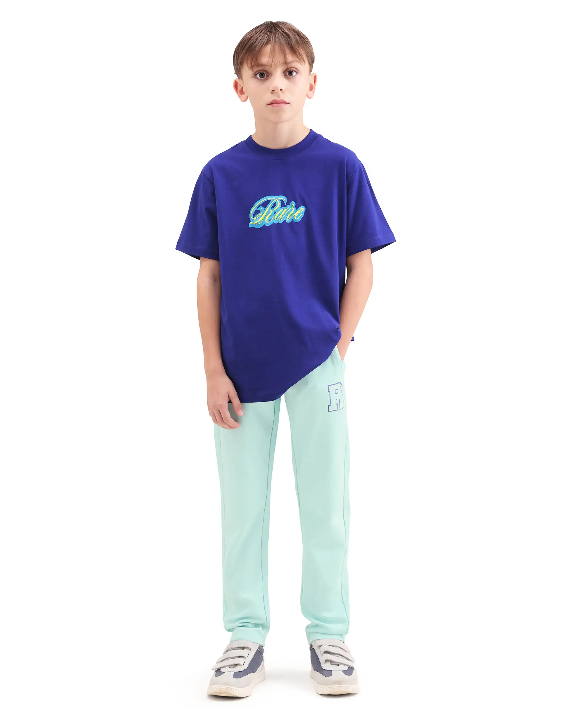 Rare Ones Kids Huzz Light Green Cotton Blend Fabric Drawstring Closure Hd Print Straight Fit Track Pant - Image 3