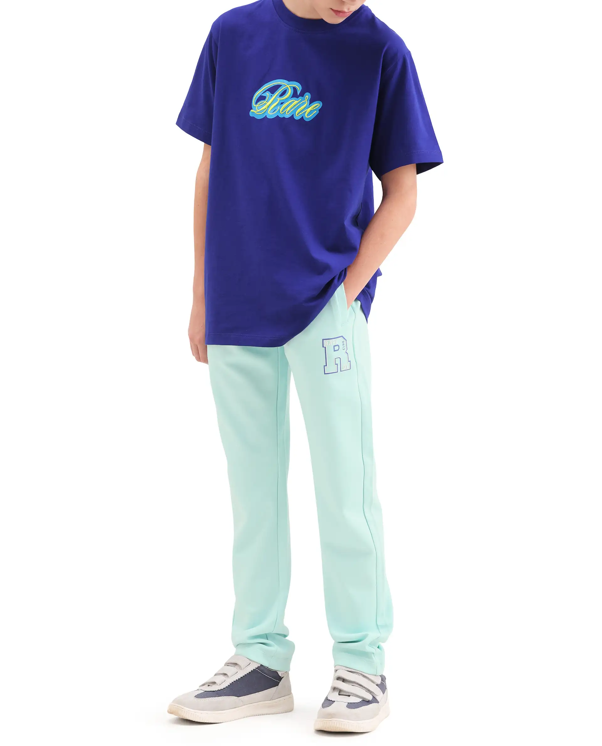 Rare Ones Kids Huzz Light Green Cotton Blend Fabric Drawstring Closure Hd Print Straight Fit Track Pant - Image 5