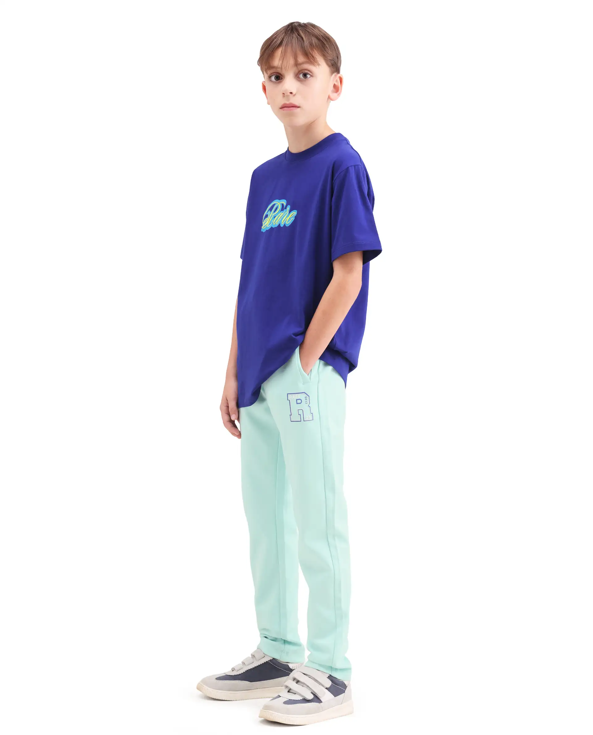 Rare Ones Kids Huzz Light Green Cotton Blend Fabric Drawstring Closure Hd Print Straight Fit Track Pant - Image 6