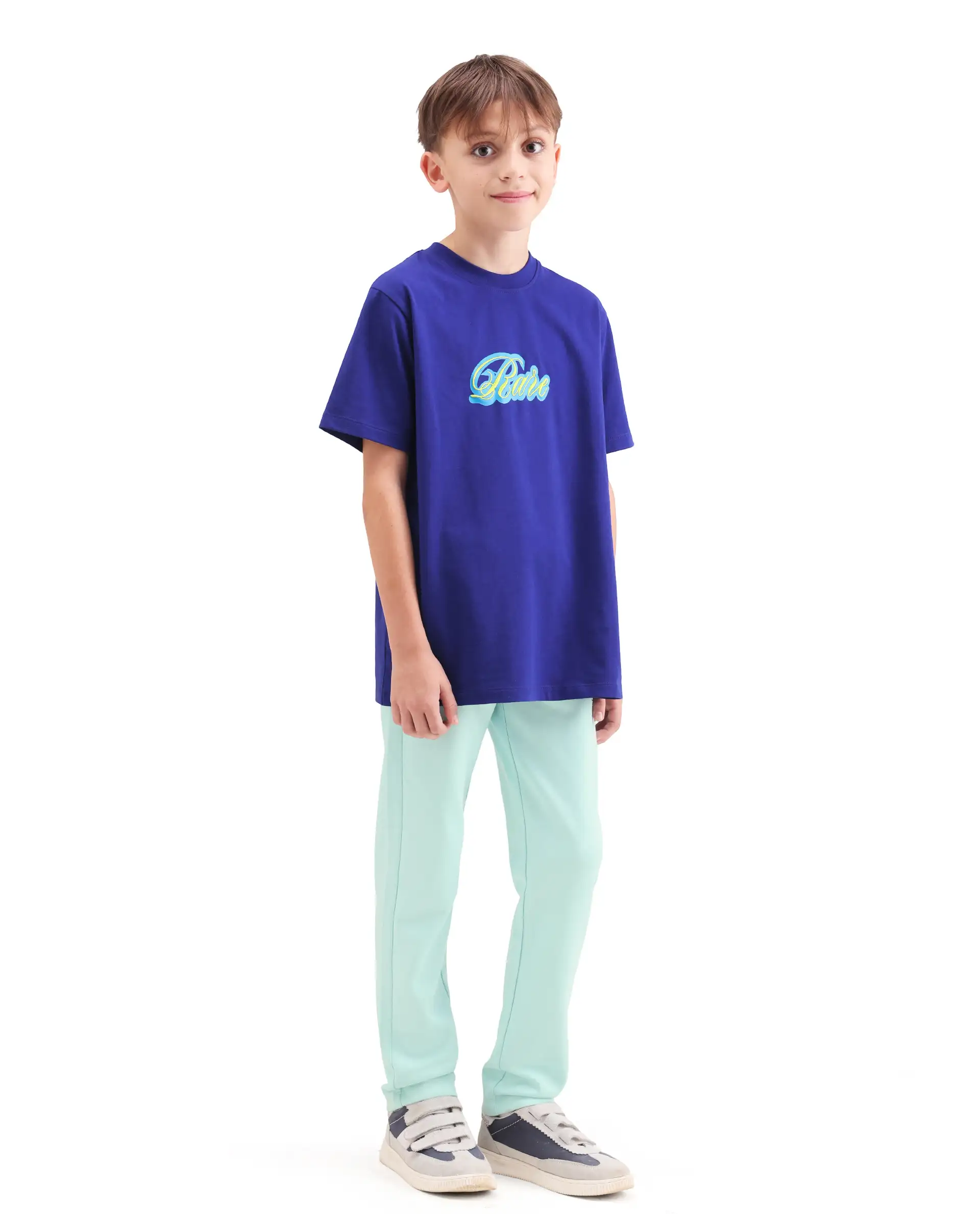 Rare Ones Kids Huzz Light Green Cotton Blend Fabric Drawstring Closure Hd Print Straight Fit Track Pant - Image 7