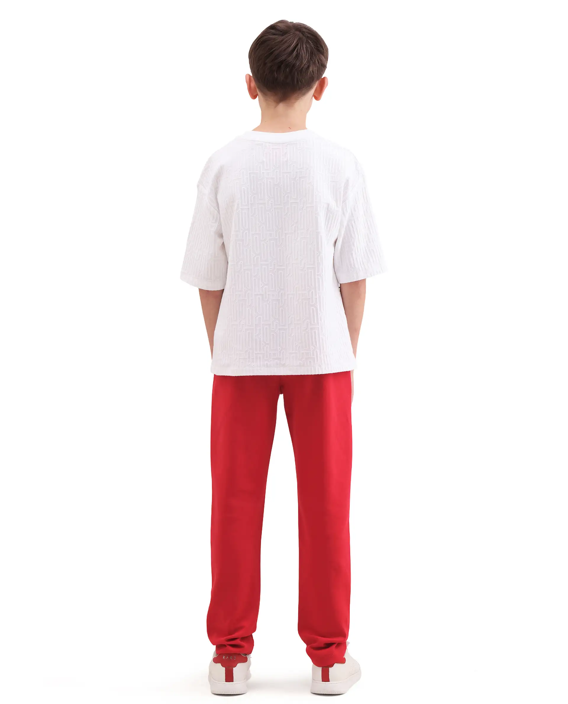 Rare Ones Kids Huzz Red Cotton Blend Fabric Drawstring Closure Hd Print Straight Fit Track Pant - Image 2