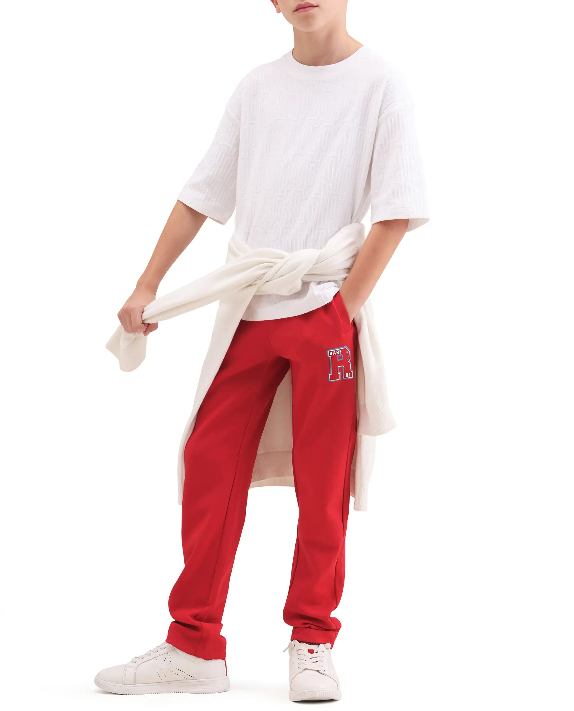 Rare Ones Kids Huzz Red Cotton Blend Fabric Drawstring Closure Hd Print Straight Fit Track Pant - Image 7
