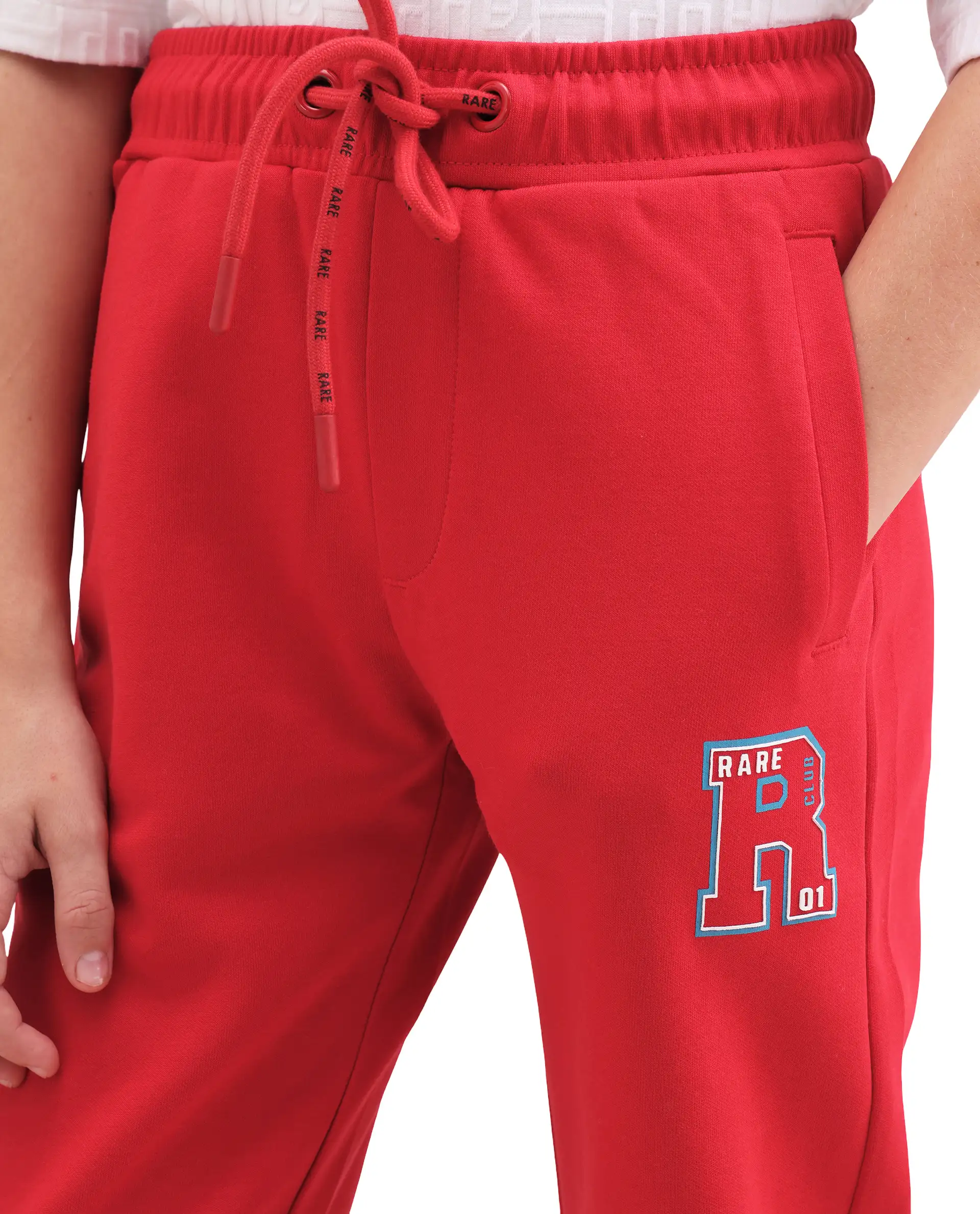 Rare Ones Kids Huzz Red Cotton Blend Fabric Drawstring Closure Hd Print Straight Fit Track Pant - Image 8