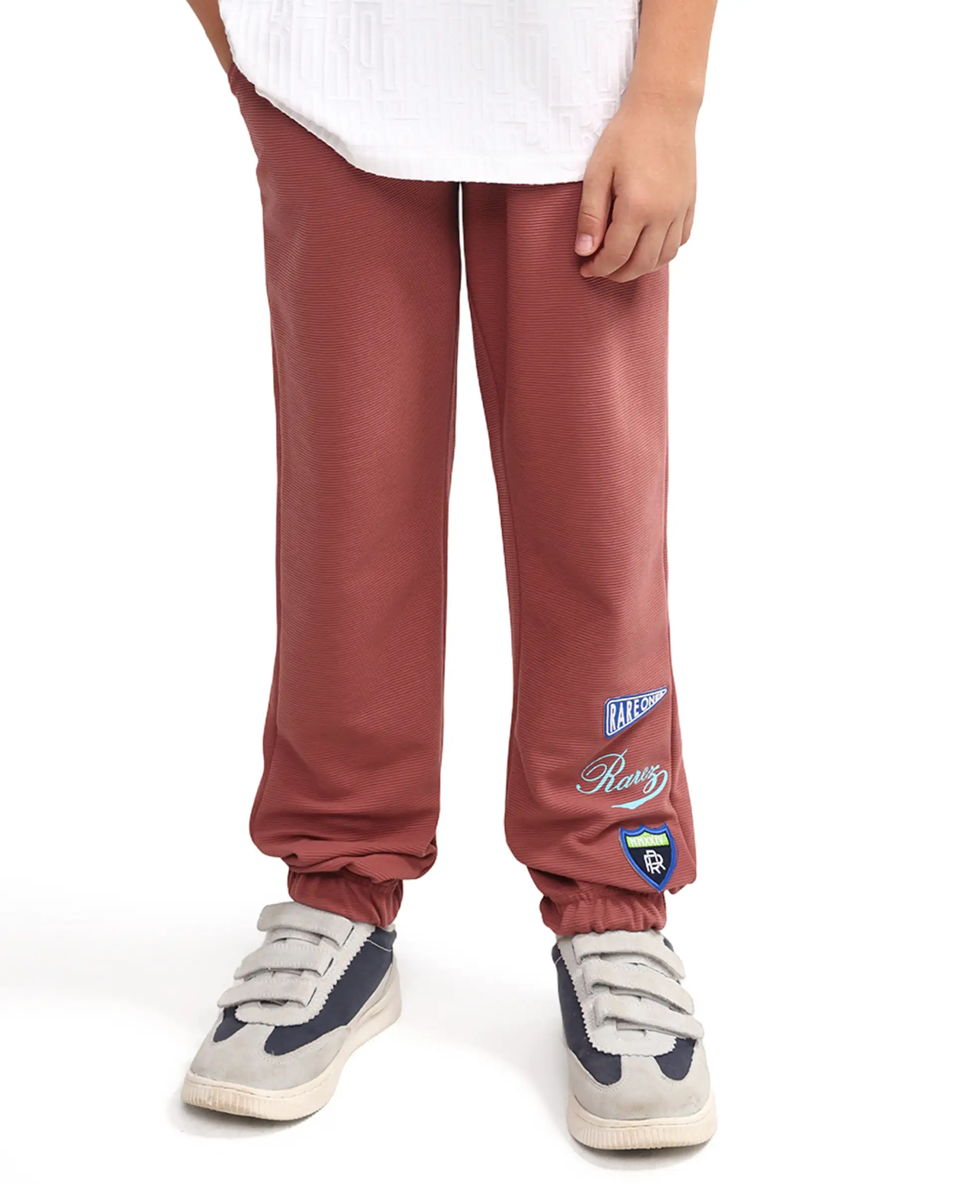 Rare Ones Kids Lando Dusky Red Cotton Blend Fabric Drawstring Closure Jogger Fit Track Pant - Image 2