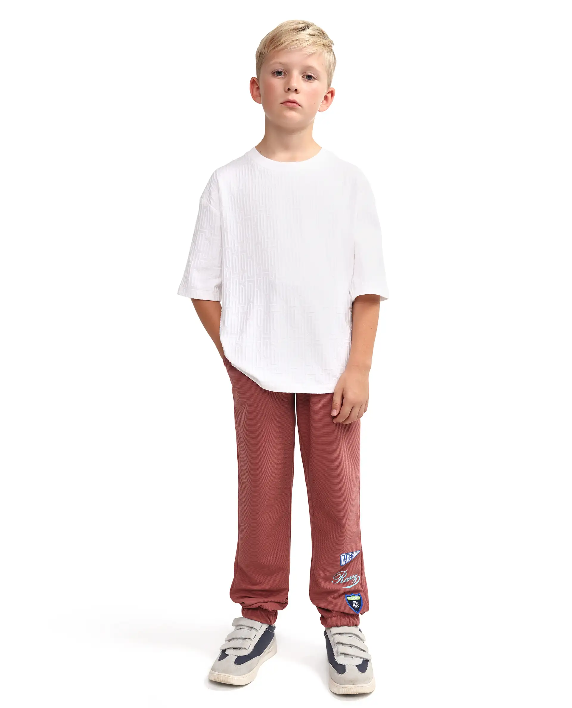 Rare Ones Kids Lando Dusky Red Cotton Blend Fabric Drawstring Closure Jogger Fit Track Pant - Image 3