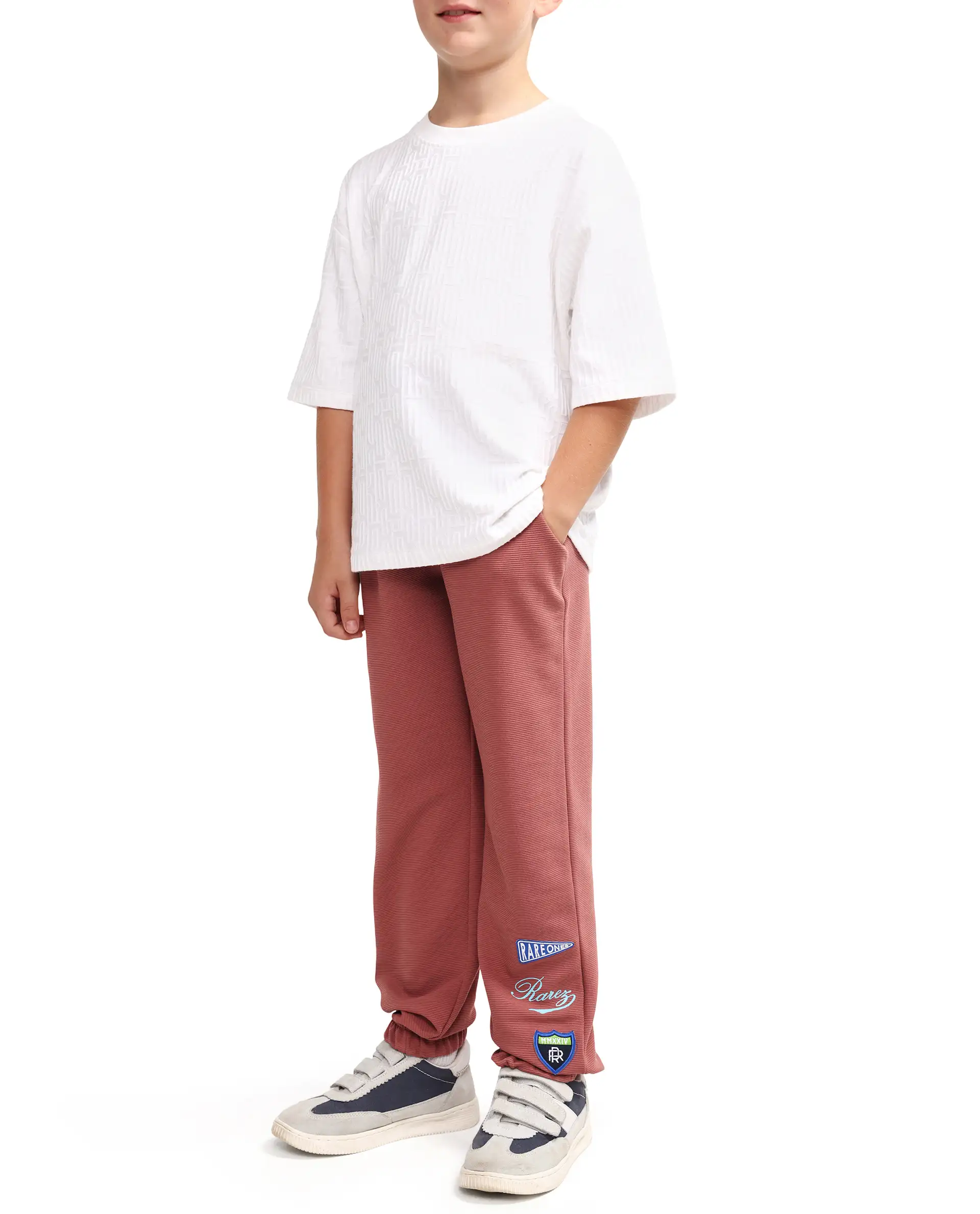 Rare Ones Kids Lando Dusky Red Cotton Blend Fabric Drawstring Closure Jogger Fit Track Pant - Image 7