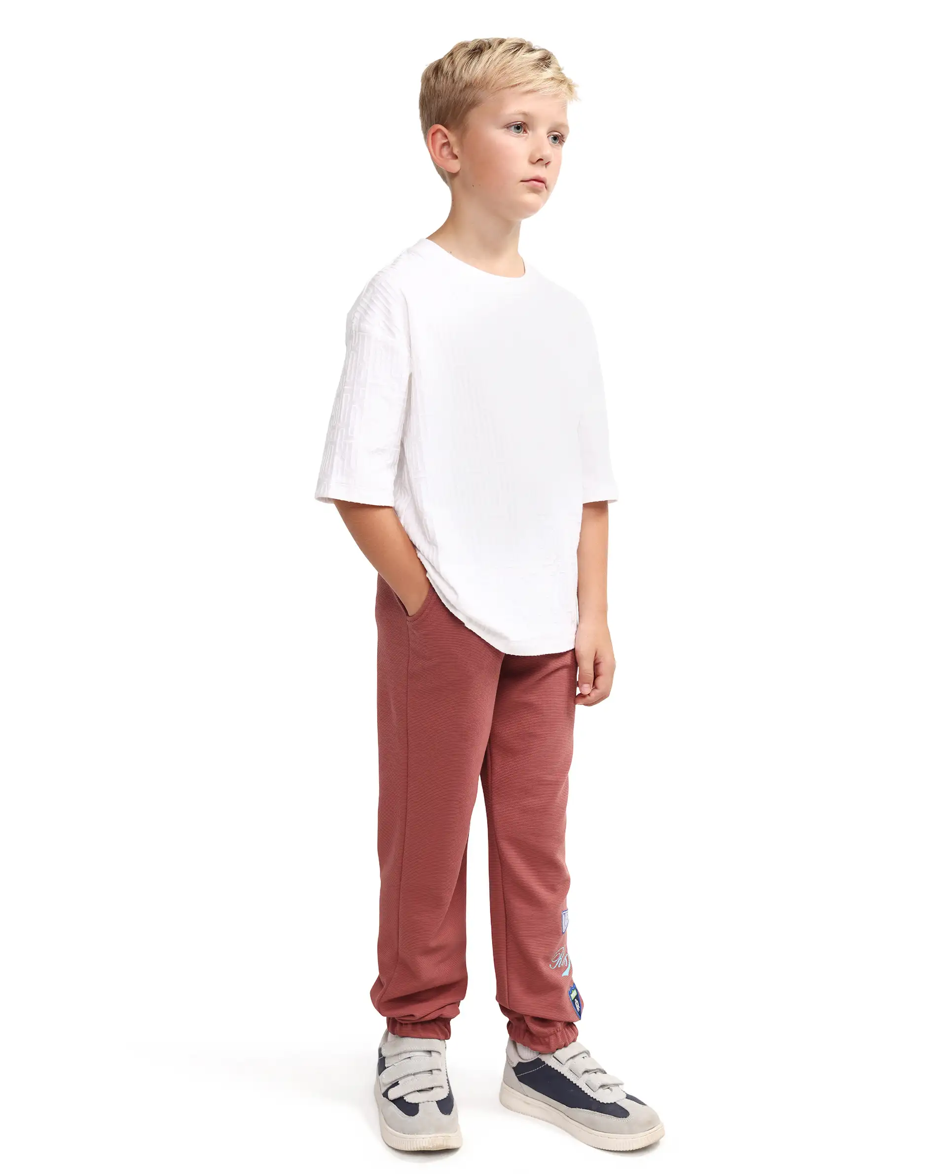 Rare Ones Kids Lando Dusky Red Cotton Blend Fabric Drawstring Closure Jogger Fit Track Pant - Image 8