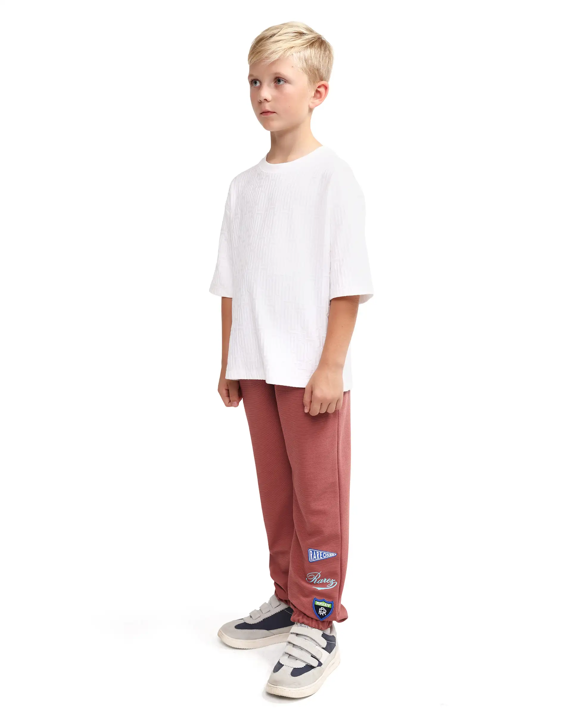 Rare Ones Kids Lando Dusky Red Cotton Blend Fabric Drawstring Closure Jogger Fit Track Pant - Image 9