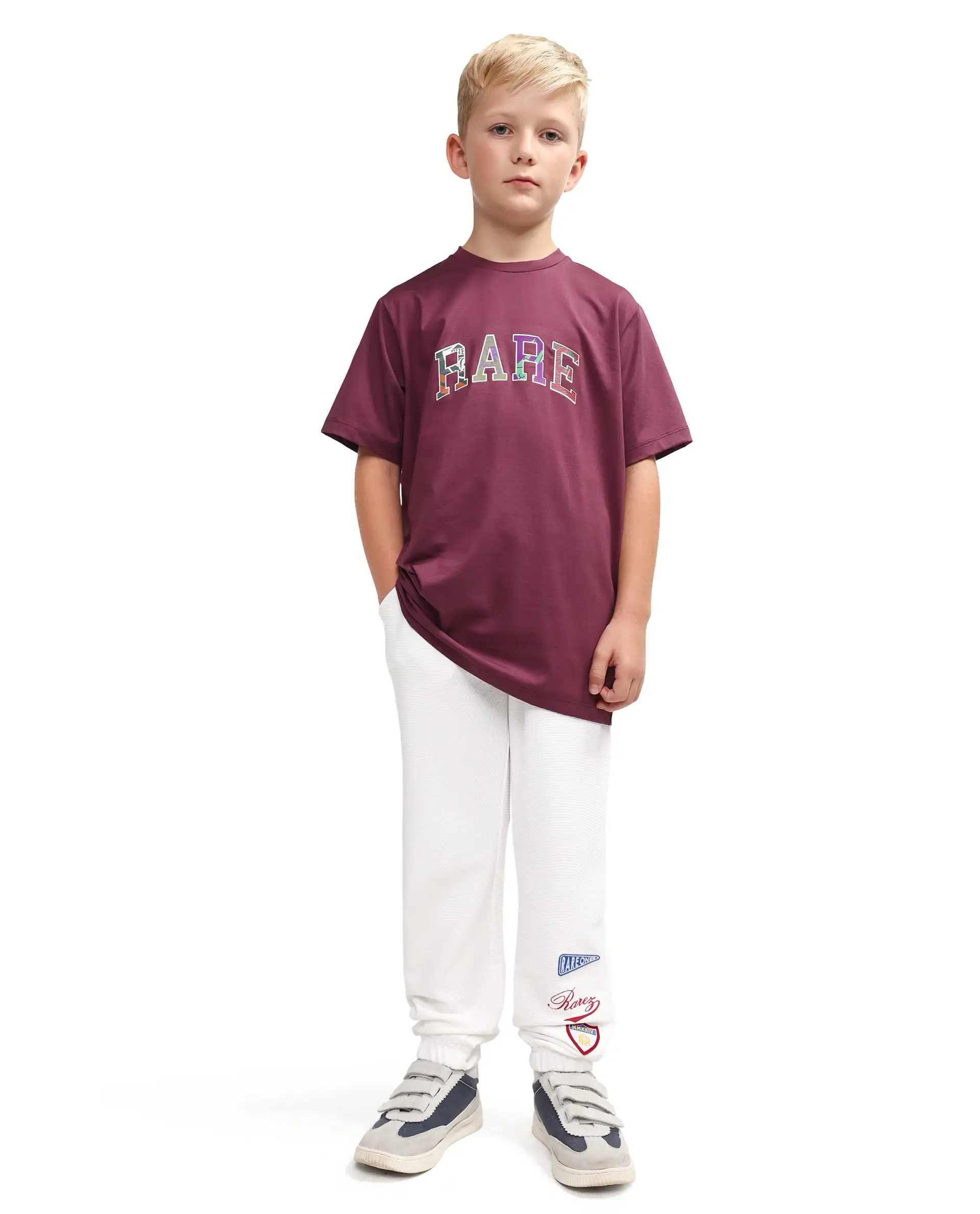 Rare Ones Kids Lando Off White Cotton Blend Fabric Drawstring Closure Jogger Fit Track Pant - Image 3