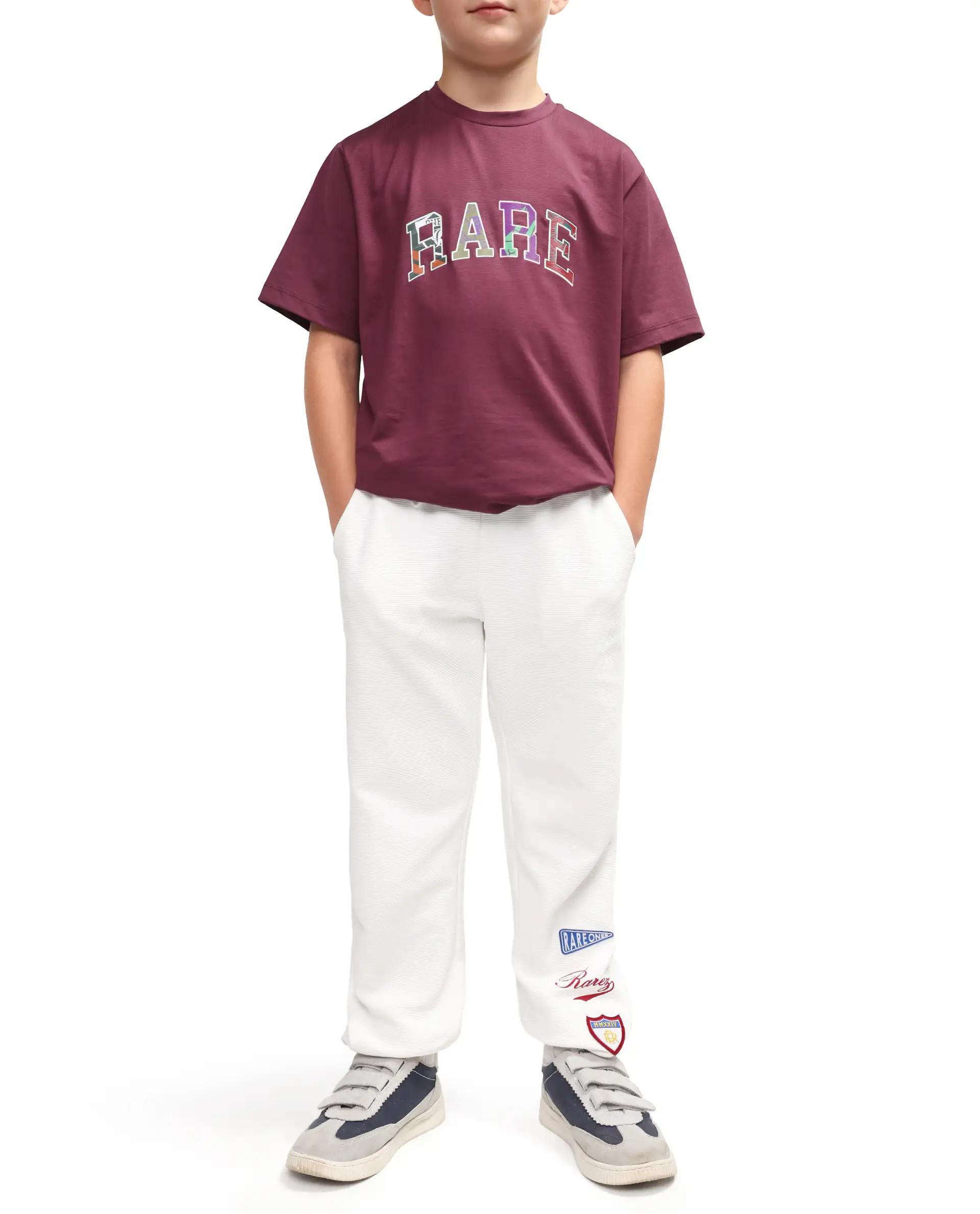 Rare Ones Kids Lando Off White Cotton Blend Fabric Drawstring Closure Jogger Fit Track Pant - Image 4