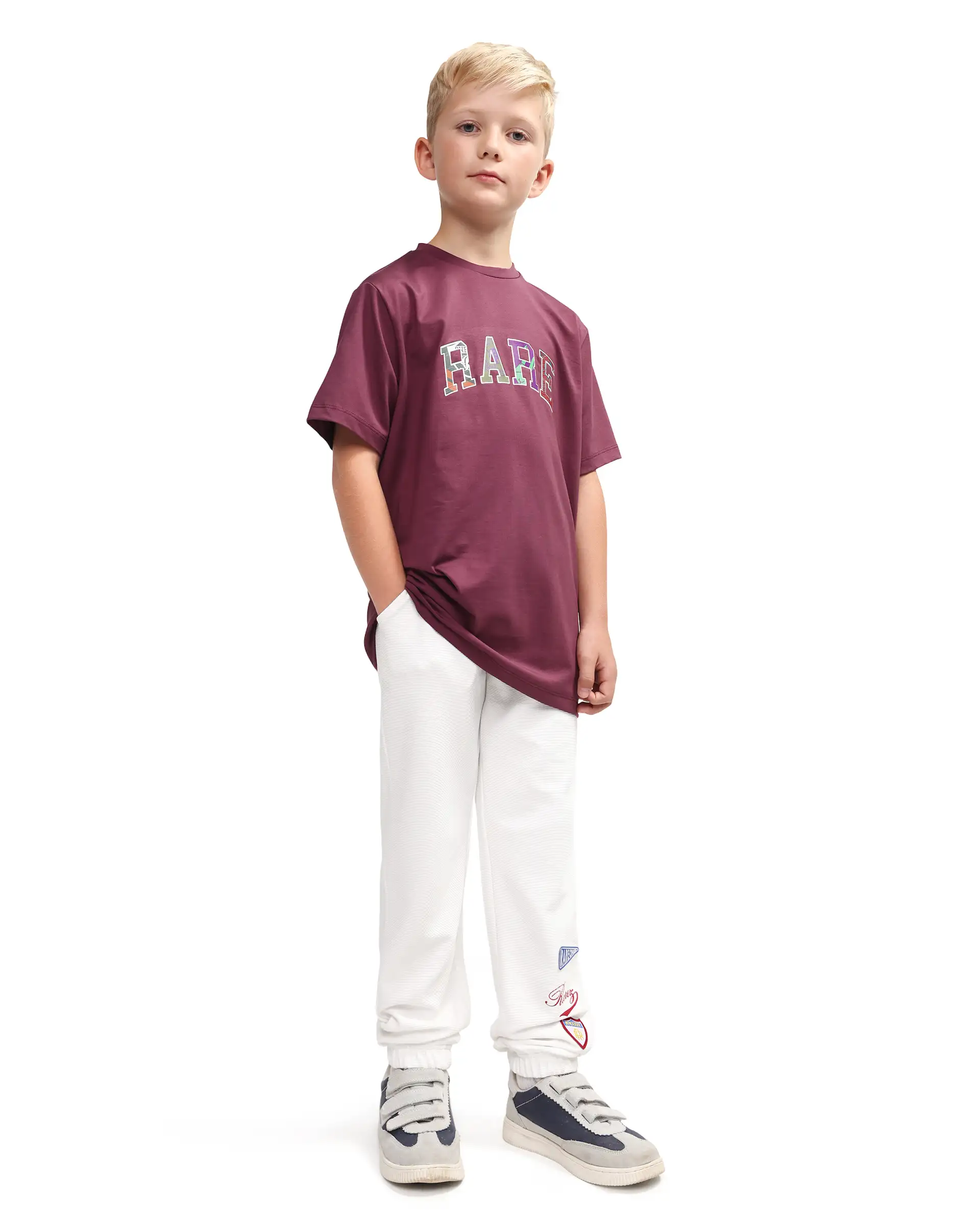 Rare Ones Kids Lando Off White Cotton Blend Fabric Drawstring Closure Jogger Fit Track Pant - Image 7