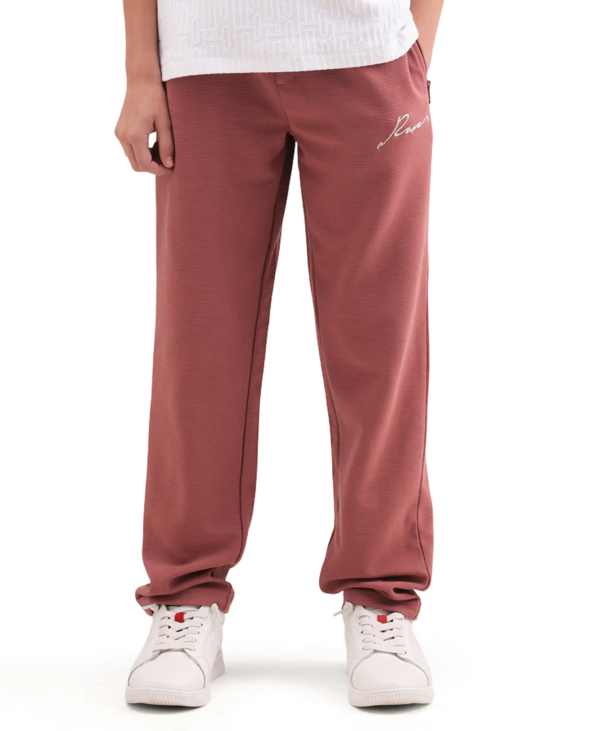 Rare Ones Kids Ned Dusky Red Cotton Blend Fabric Drawstring Closure Hd Print Straight Fit Track Pant - Image 2