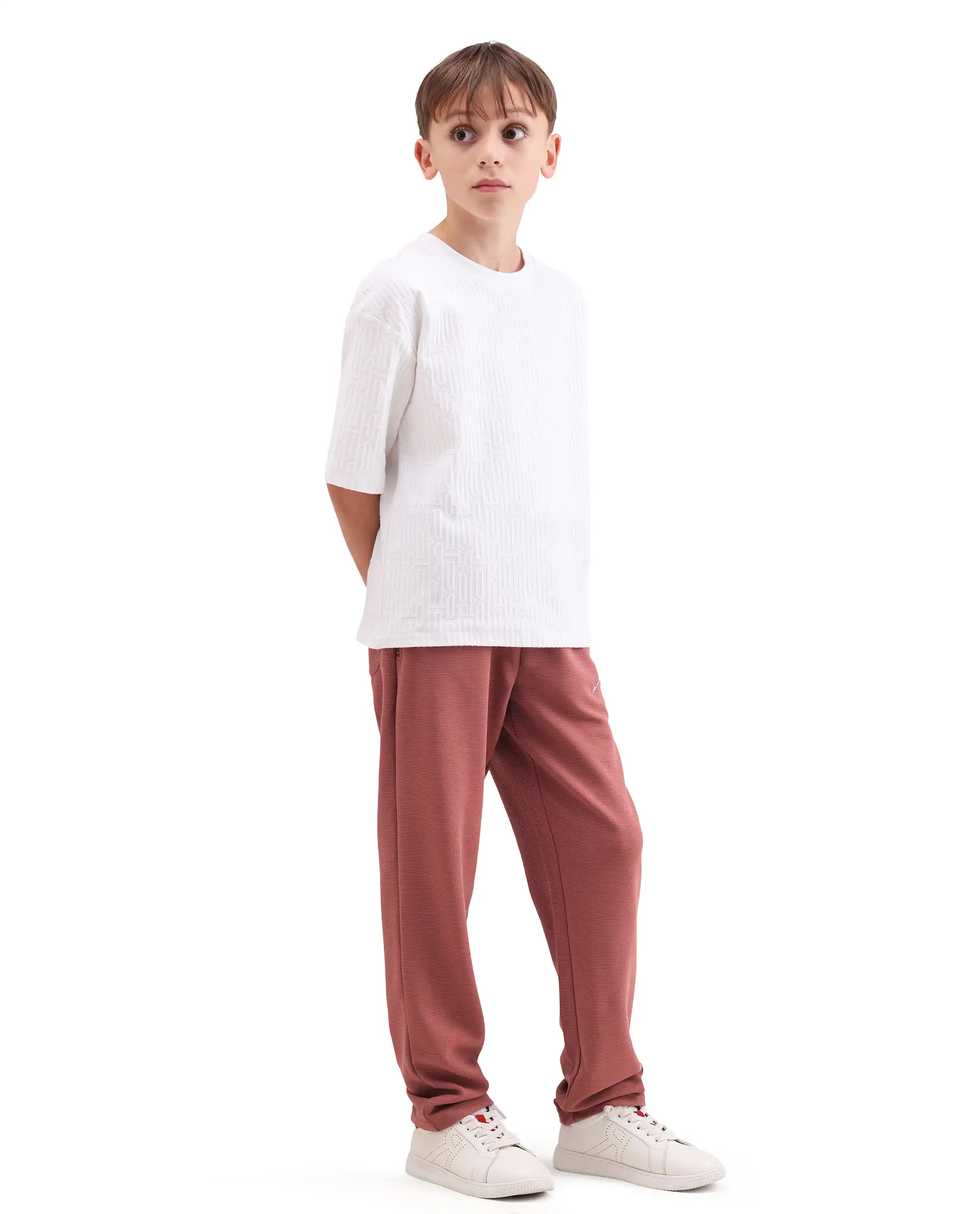 Rare Ones Kids Ned Dusky Red Cotton Blend Fabric Drawstring Closure Hd Print Straight Fit Track Pant - Image 7