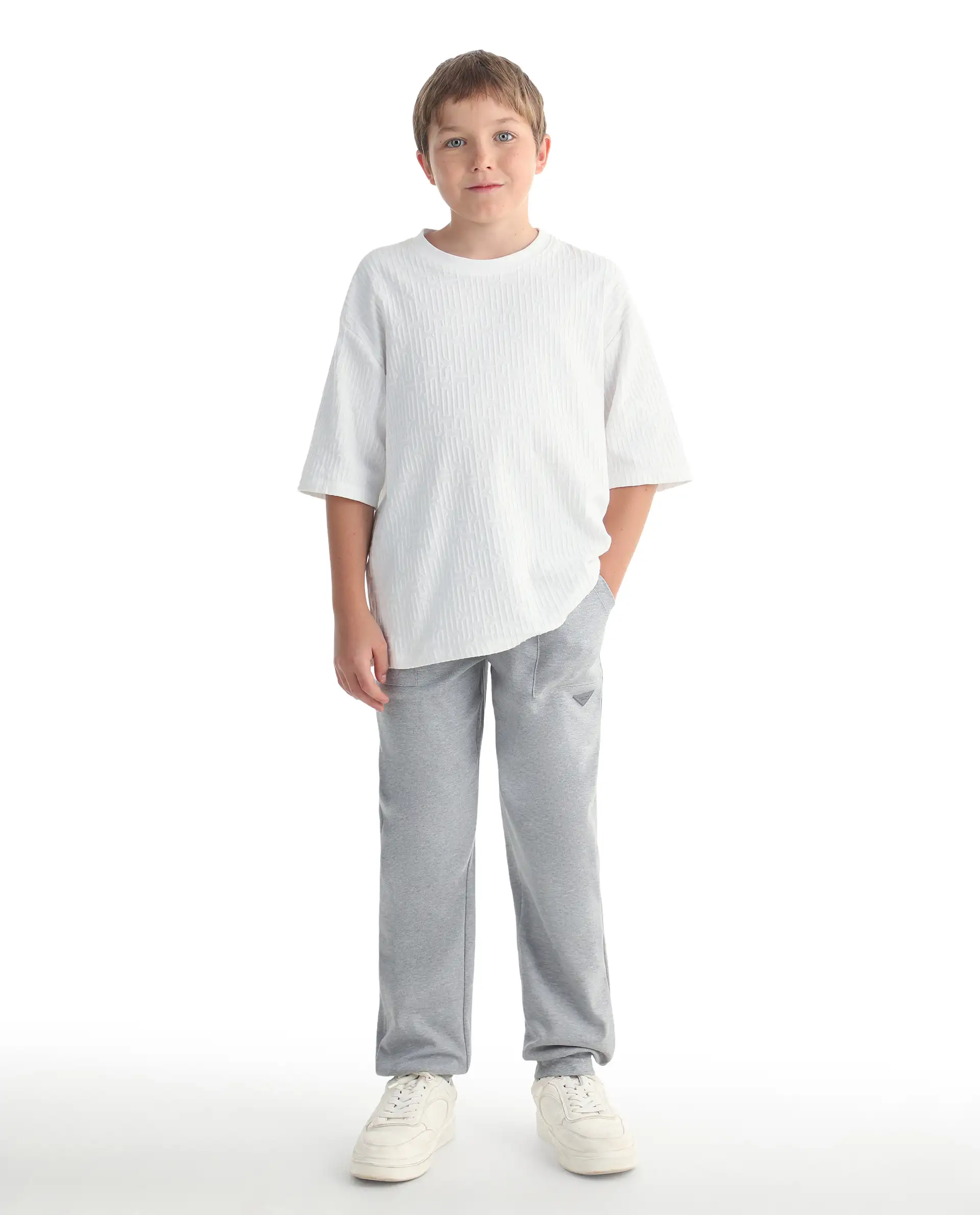 Rare Ones Kids Risto Melange Grey Cotton Blend Fabric Drawstring Closure Jogger Fit Track Pant - Image 5