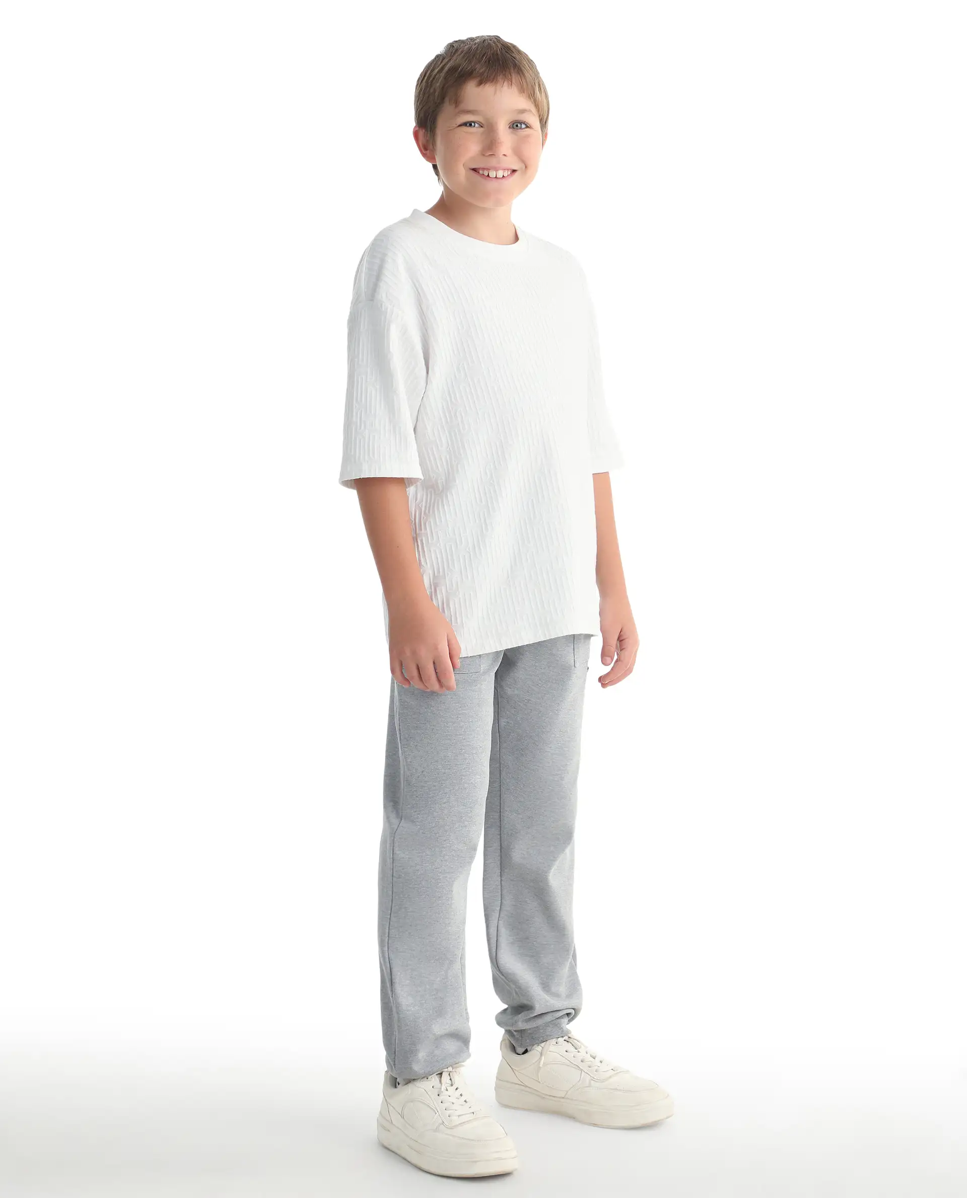 Rare Ones Kids Risto Melange Grey Cotton Blend Fabric Drawstring Closure Jogger Fit Track Pant - Image 7