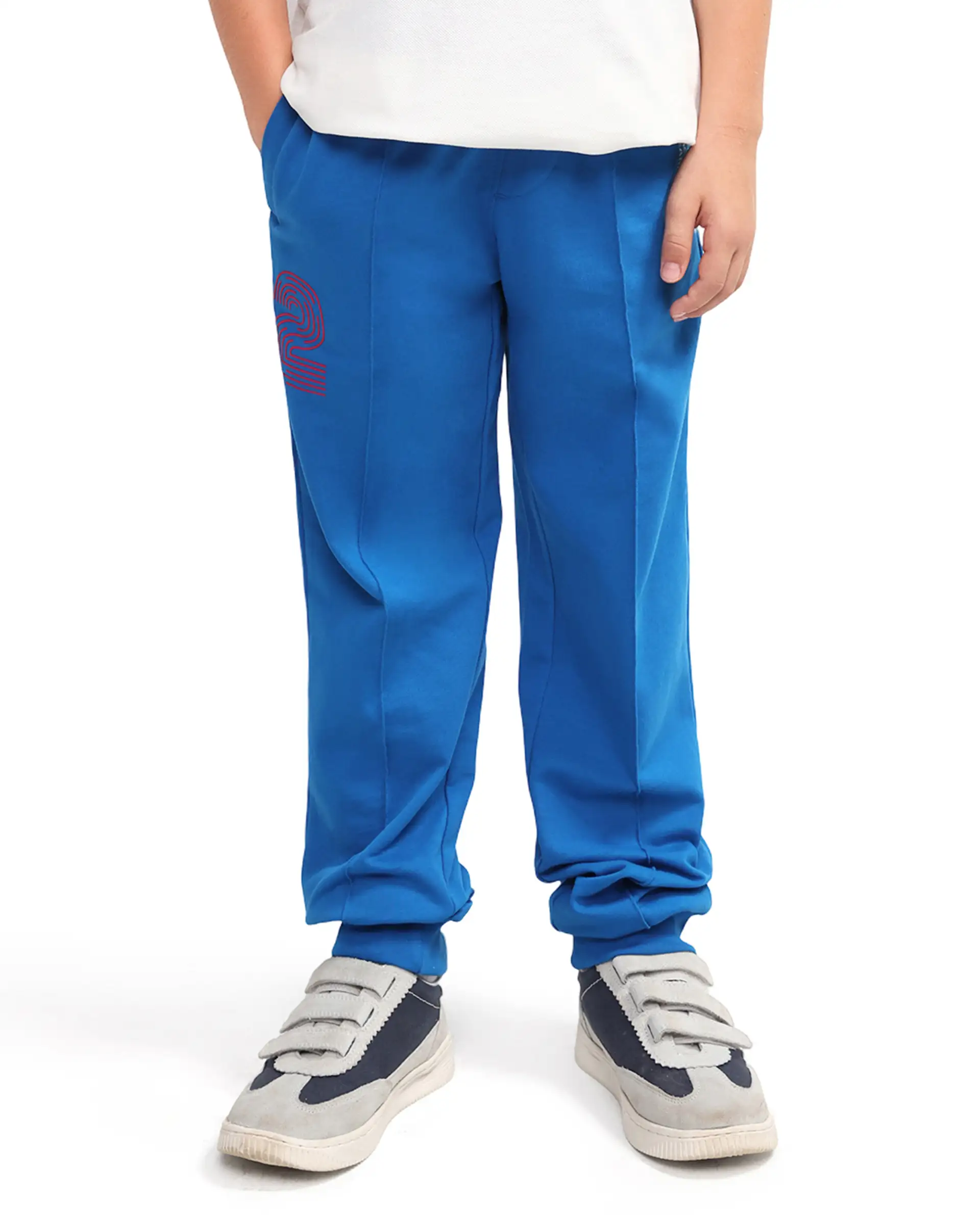 Rare Ones Kids Roni Blue Cotton Fabric Drawstring Closure Hd Print Jogger Fit Track Pant - Image 2