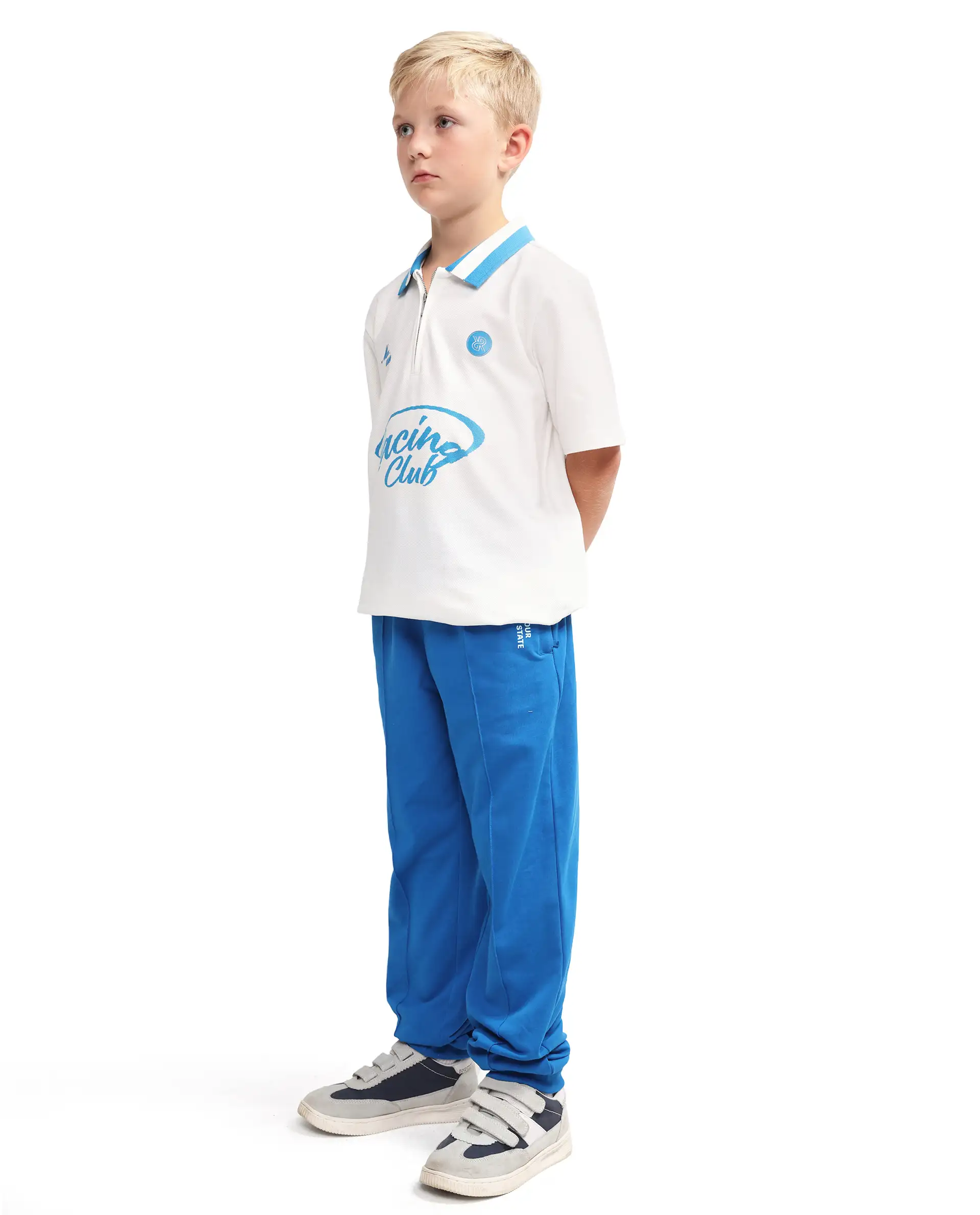 Rare Ones Kids Roni Blue Cotton Fabric Drawstring Closure Hd Print Jogger Fit Track Pant - Image 7