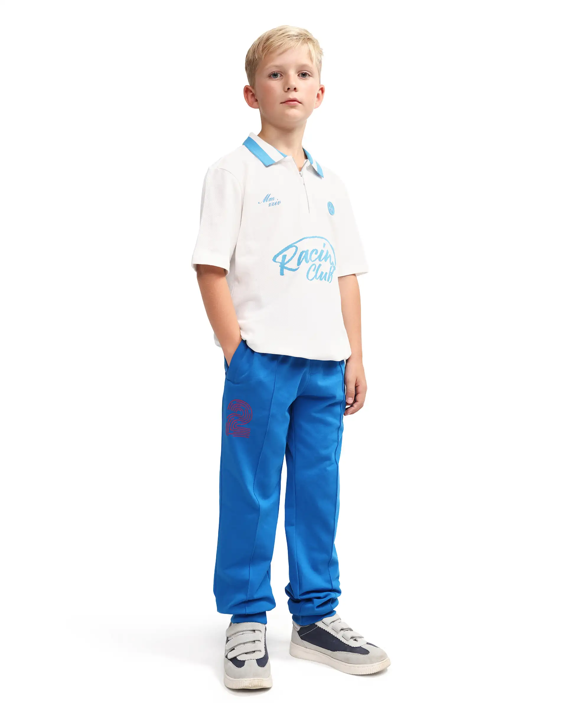 Rare Ones Kids Roni Blue Cotton Fabric Drawstring Closure Hd Print Jogger Fit Track Pant - Image 8
