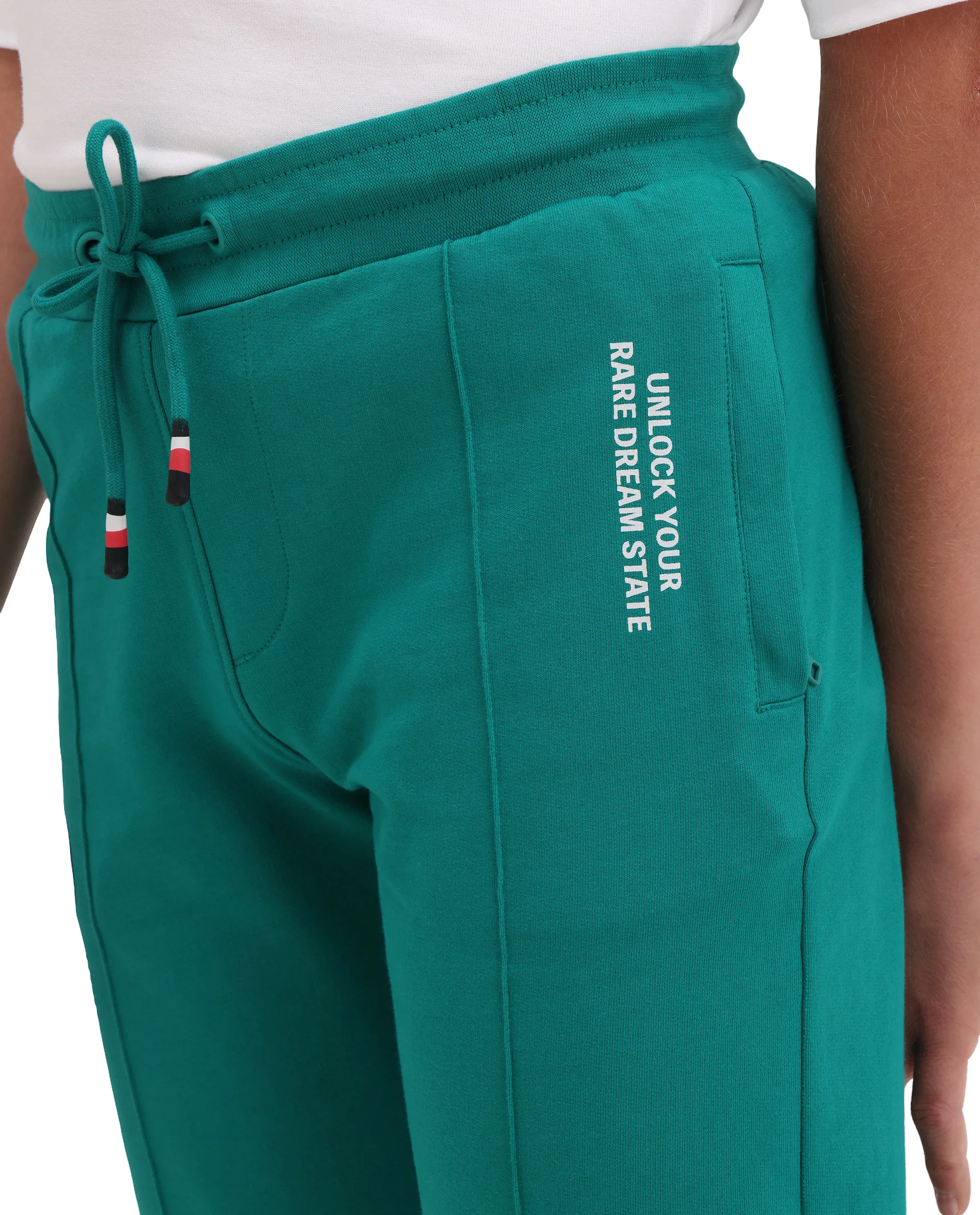 Rare Ones Kids Roni Green Cotton Fabric Drawstring Closure Hd Print Jogger Fit Track Pant - Image 5