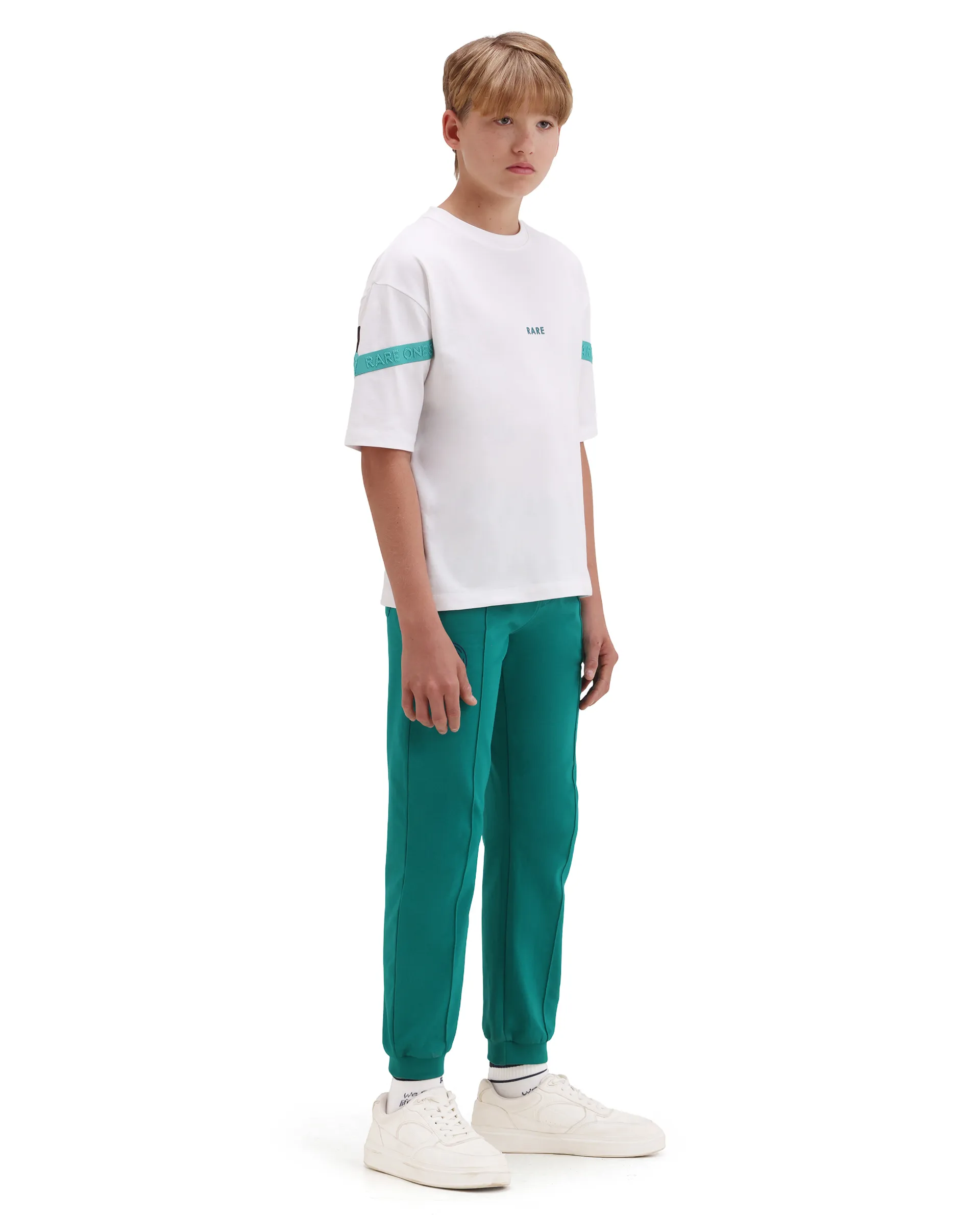 Rare Ones Kids Roni Green Cotton Fabric Drawstring Closure Hd Print Jogger Fit Track Pant - Image 7