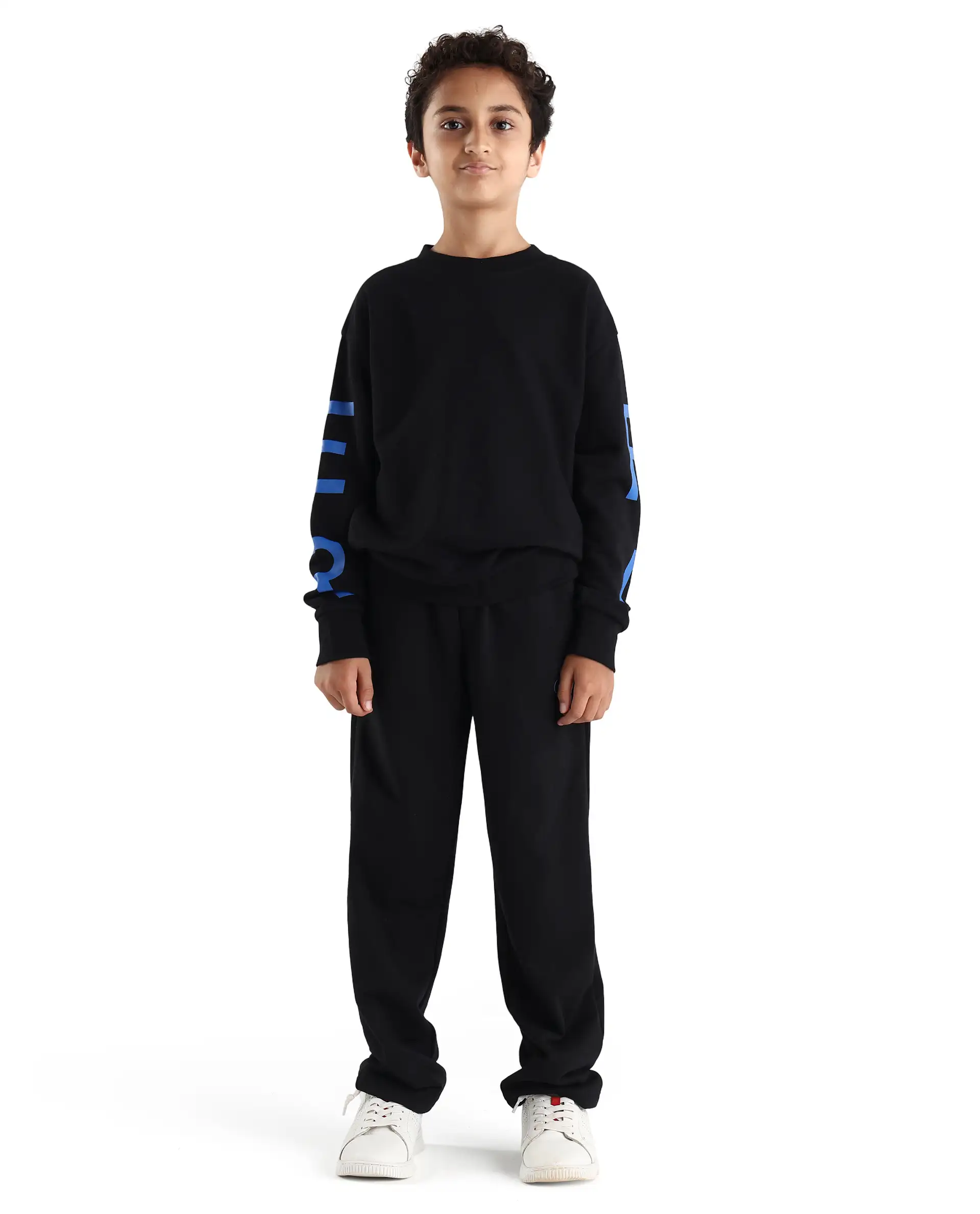 Rare Ones Kids Arno-B Black Cotton Blend Drawstring Closure Regular Fit Trackpant