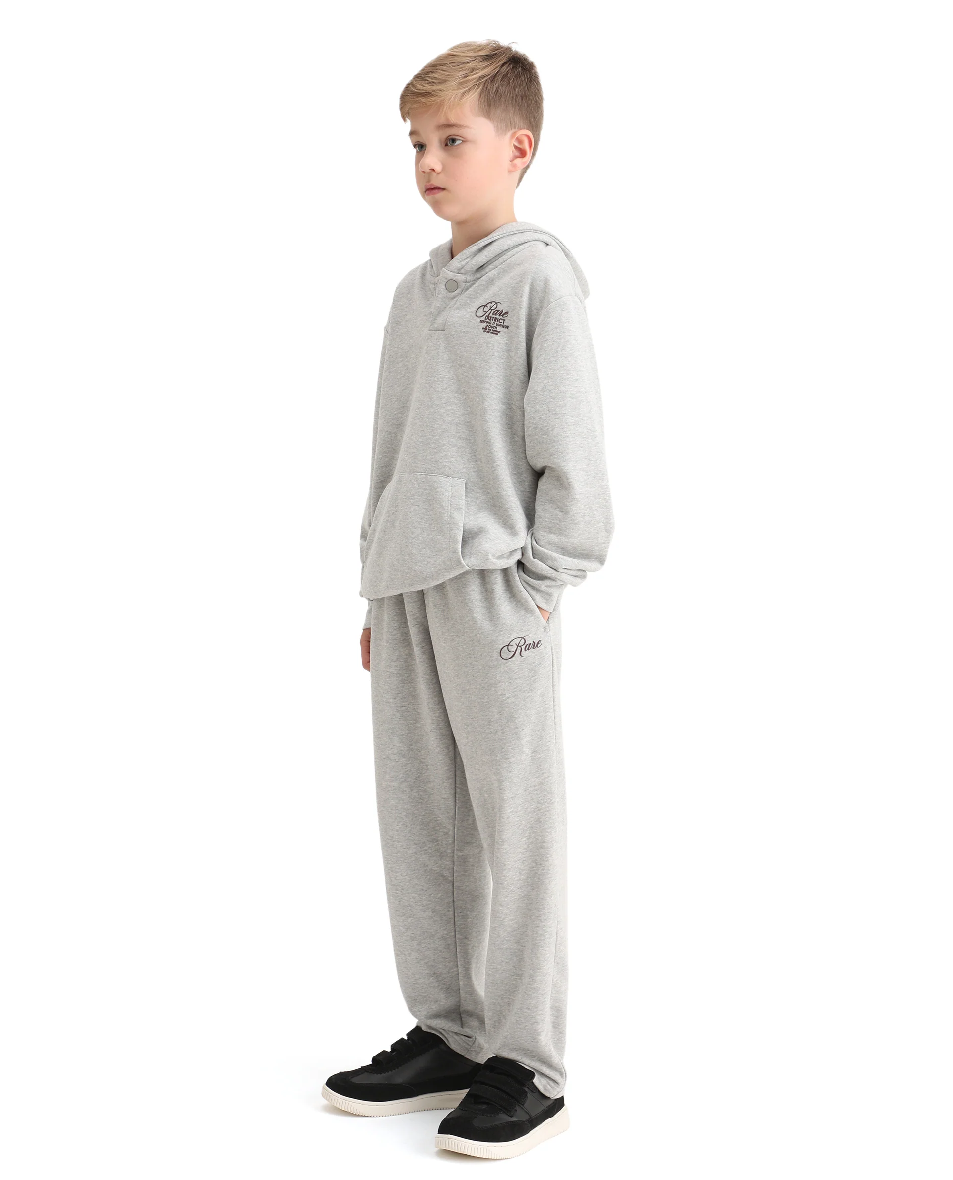 Rare Ones Kids Arno-B Melange Grey Cotton Blend Drawstring Closure Regular Fit Trackpant - Image 5