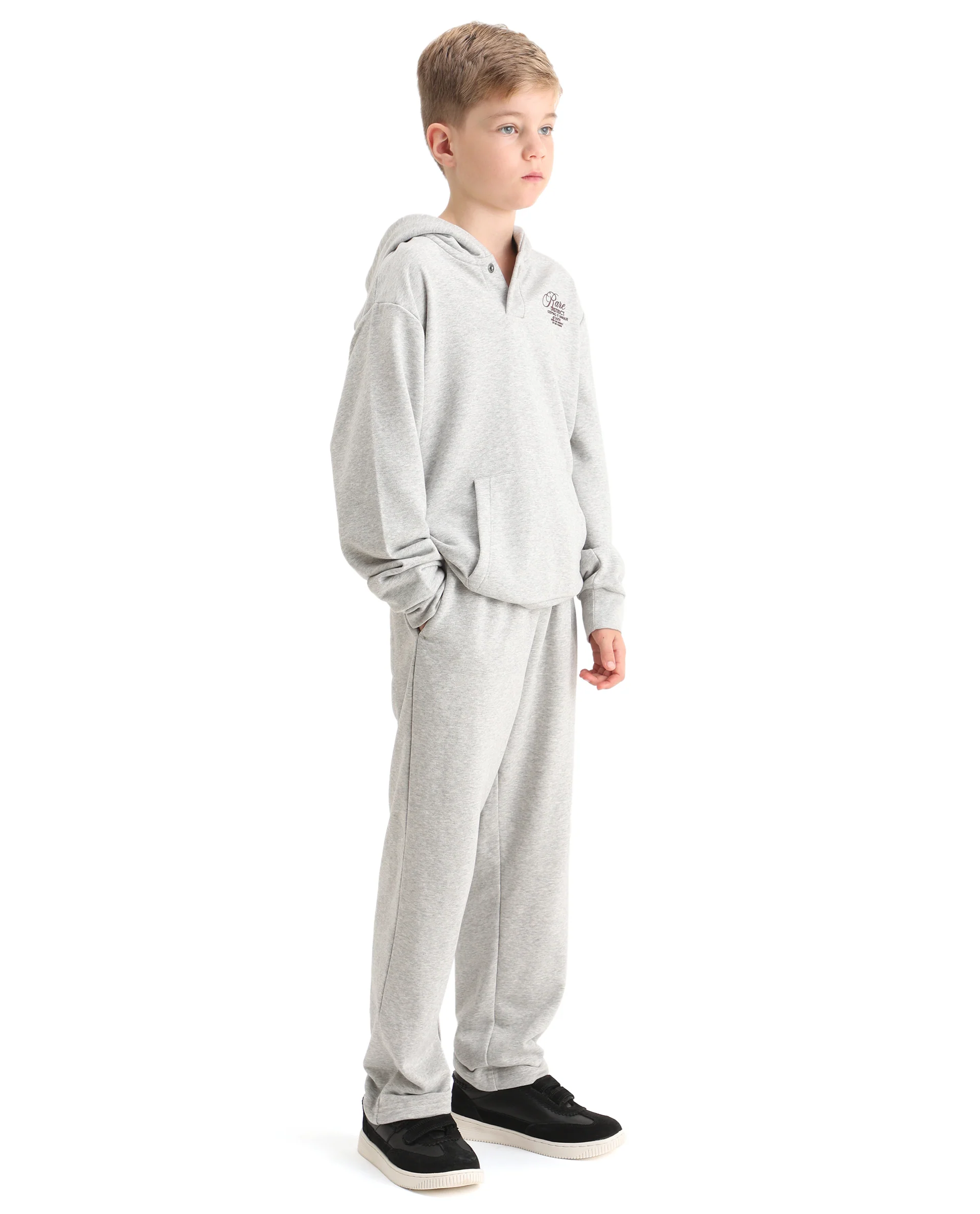 Rare Ones Kids Arno-B Melange Grey Cotton Blend Drawstring Closure Regular Fit Trackpant - Image 6