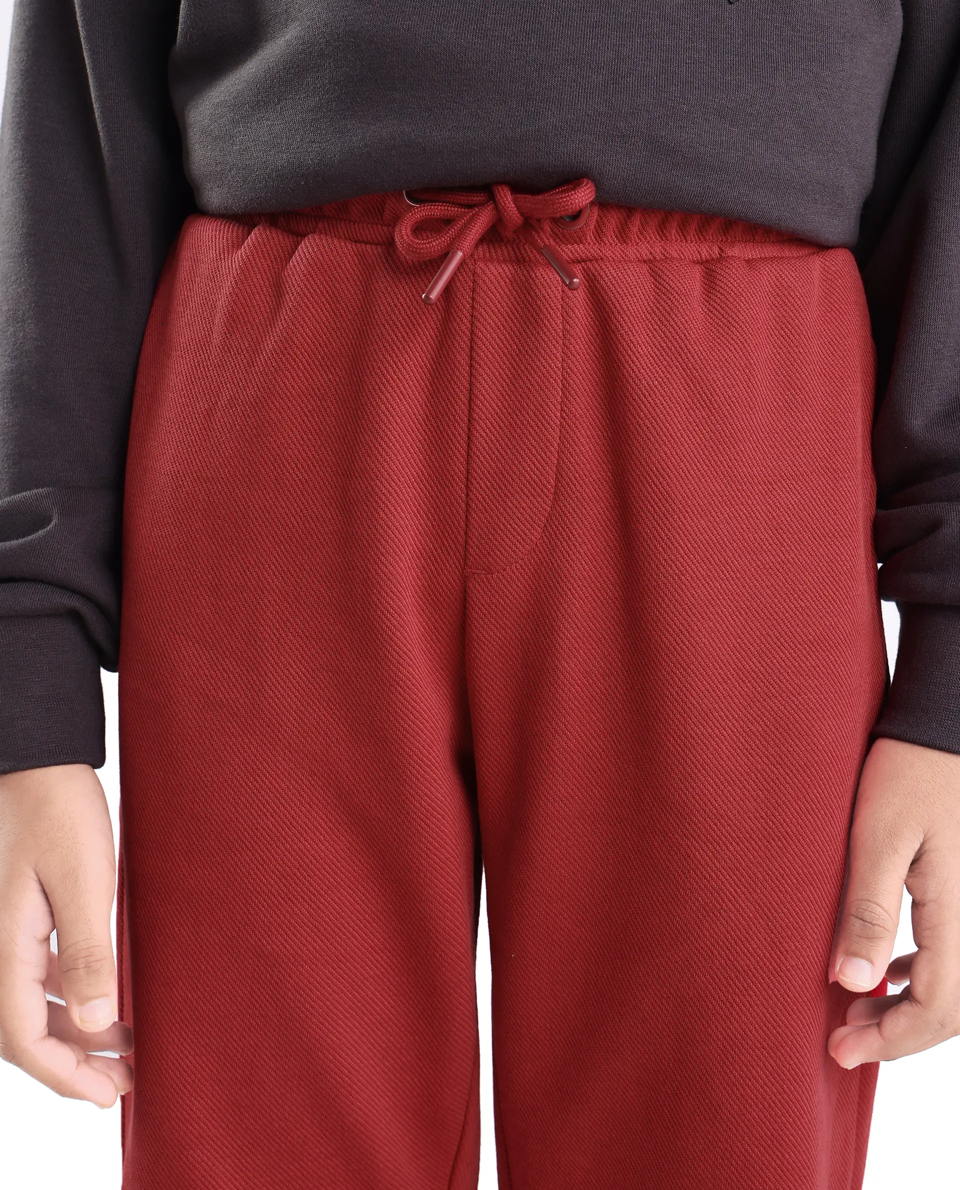 Rare Ones Kids Dane-B Red Cotton Drawstring Closure Straight Fit Trackpant - Image 3