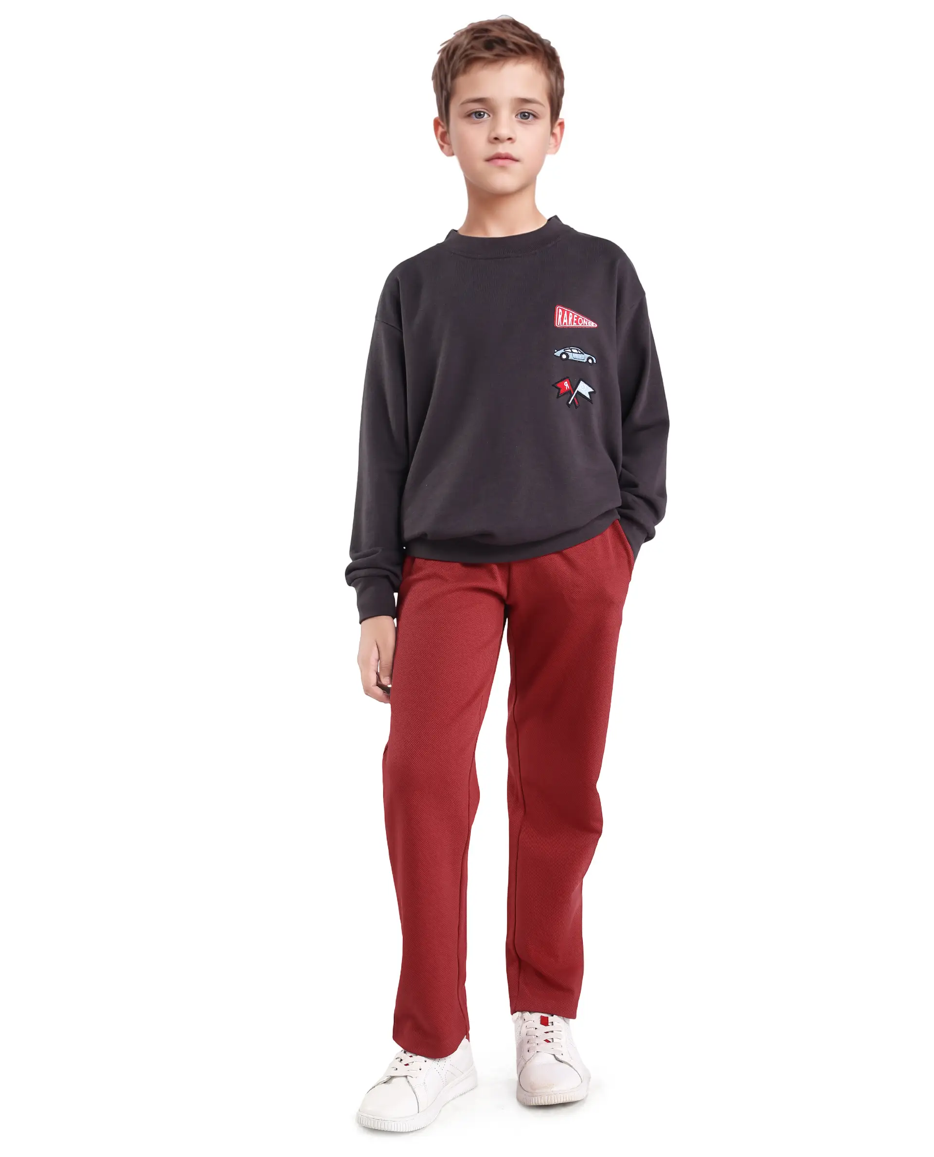 Rare Ones Kids Dane-B Red Cotton Drawstring Closure Straight Fit Trackpant - Image 7