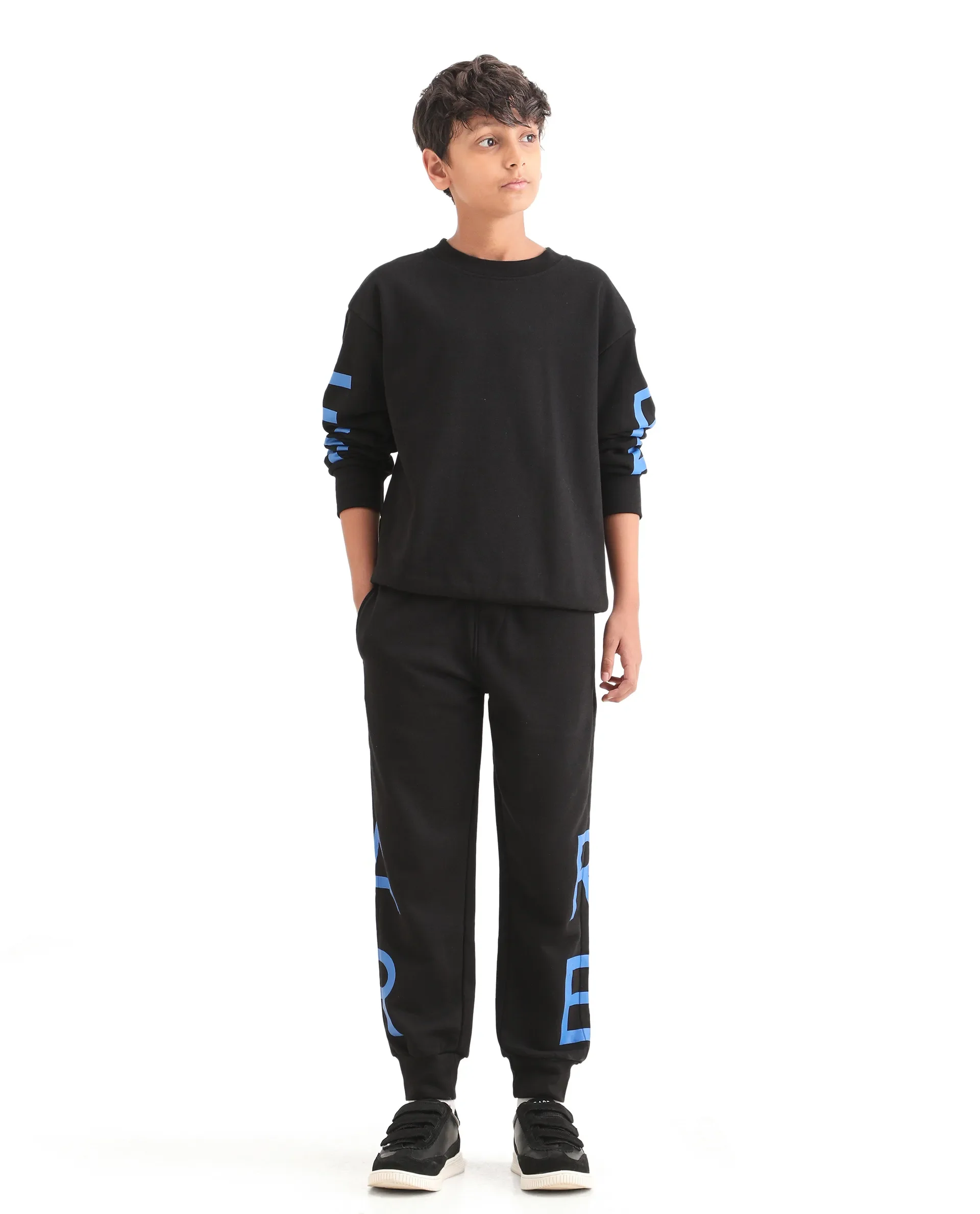 Rare Ones Kids Draw-B Black Cotton Drawstring Regular Fit Trackpant - Image 2
