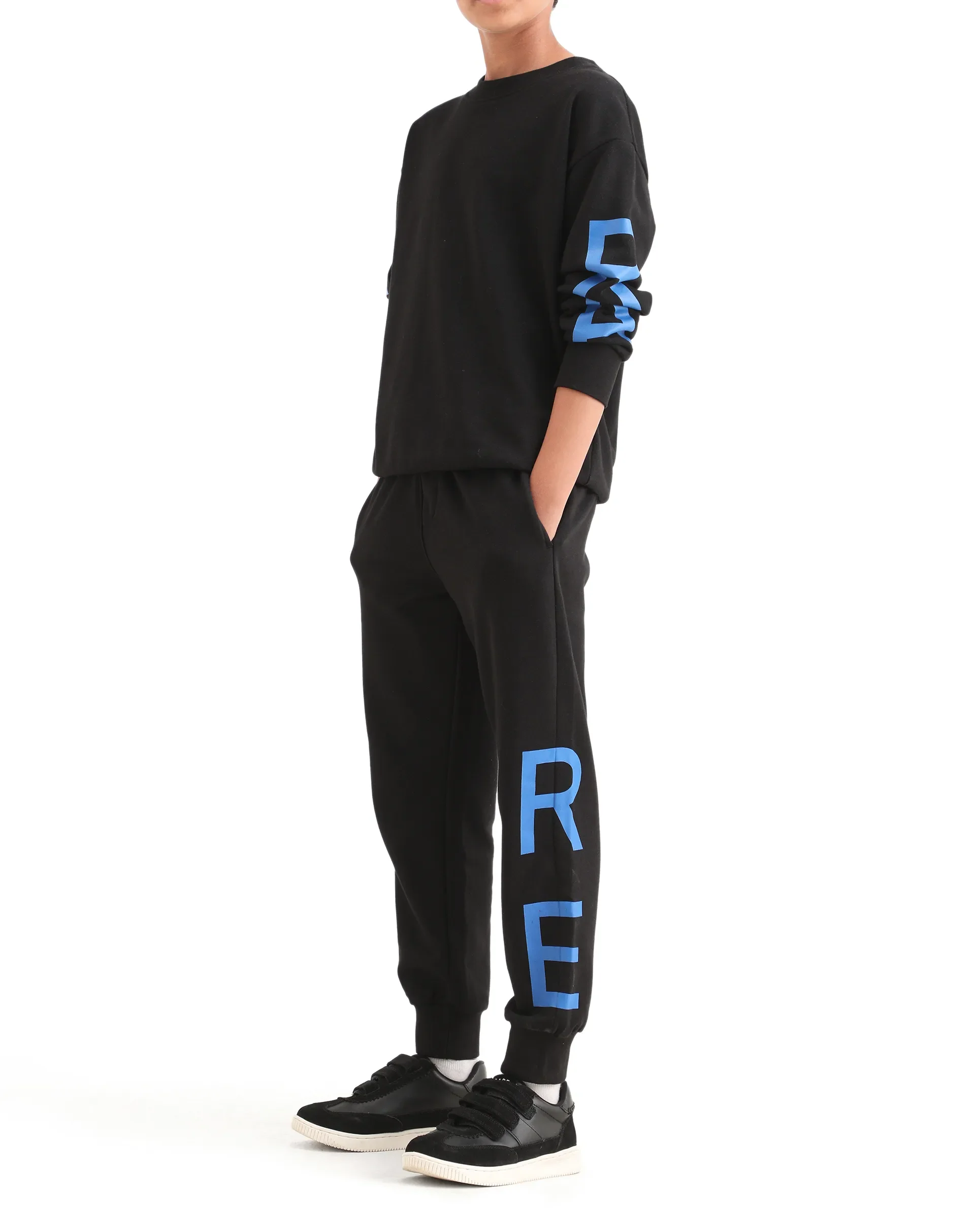 Rare Ones Kids Draw-B Black Cotton Drawstring Regular Fit Trackpant - Image 4