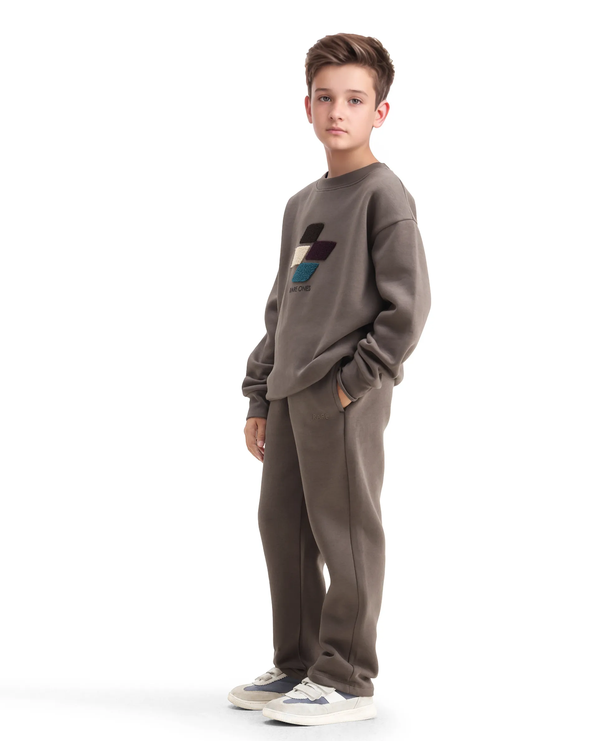 Rare Ones Kids Drew-B Light Grey Cotton Blend Regular Fit Trackpant - Image 5