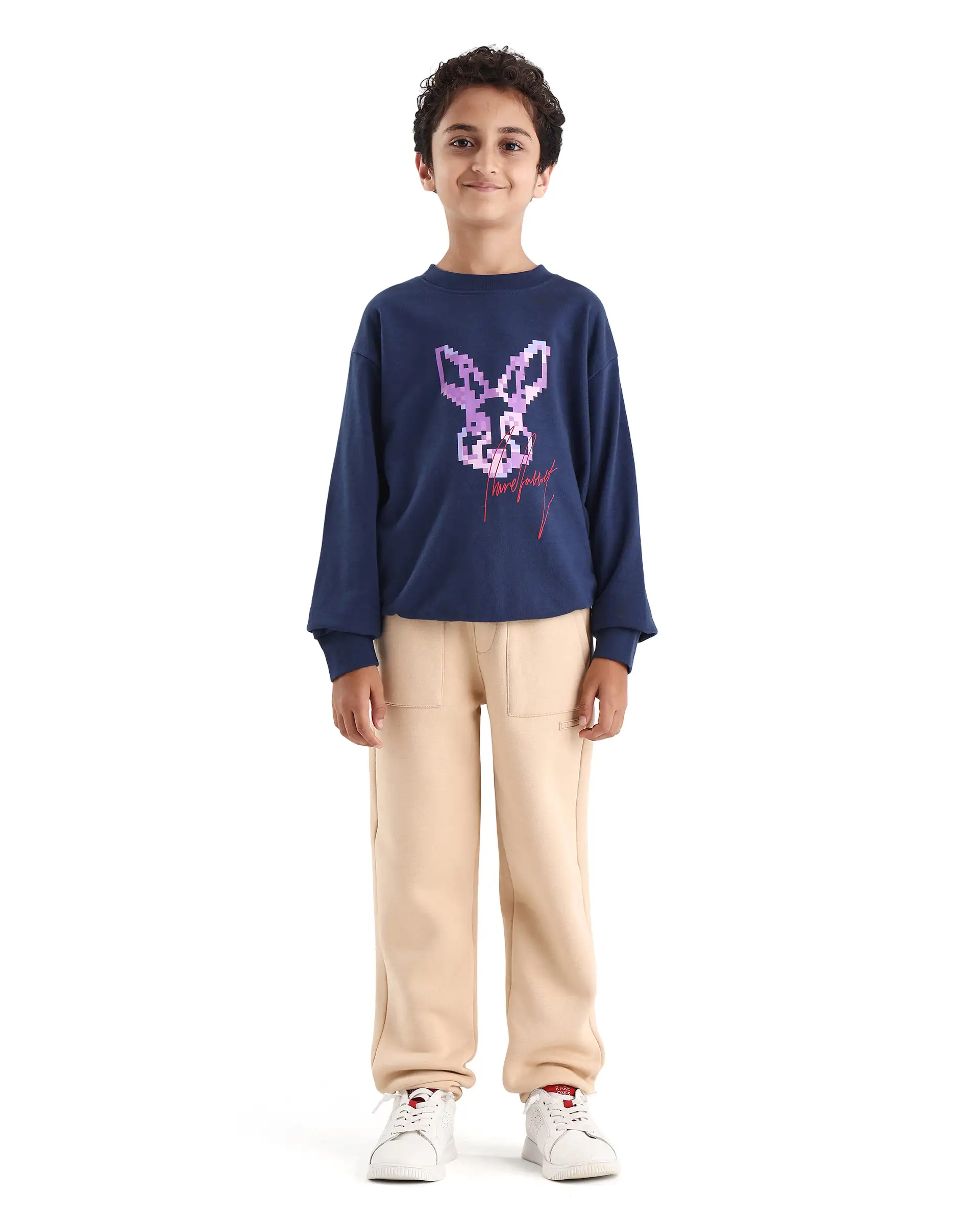 Rare Ones Kids Elio-B Beige Cotton Blend Drawstring Closure Regular Fit Trackpant - Image 2