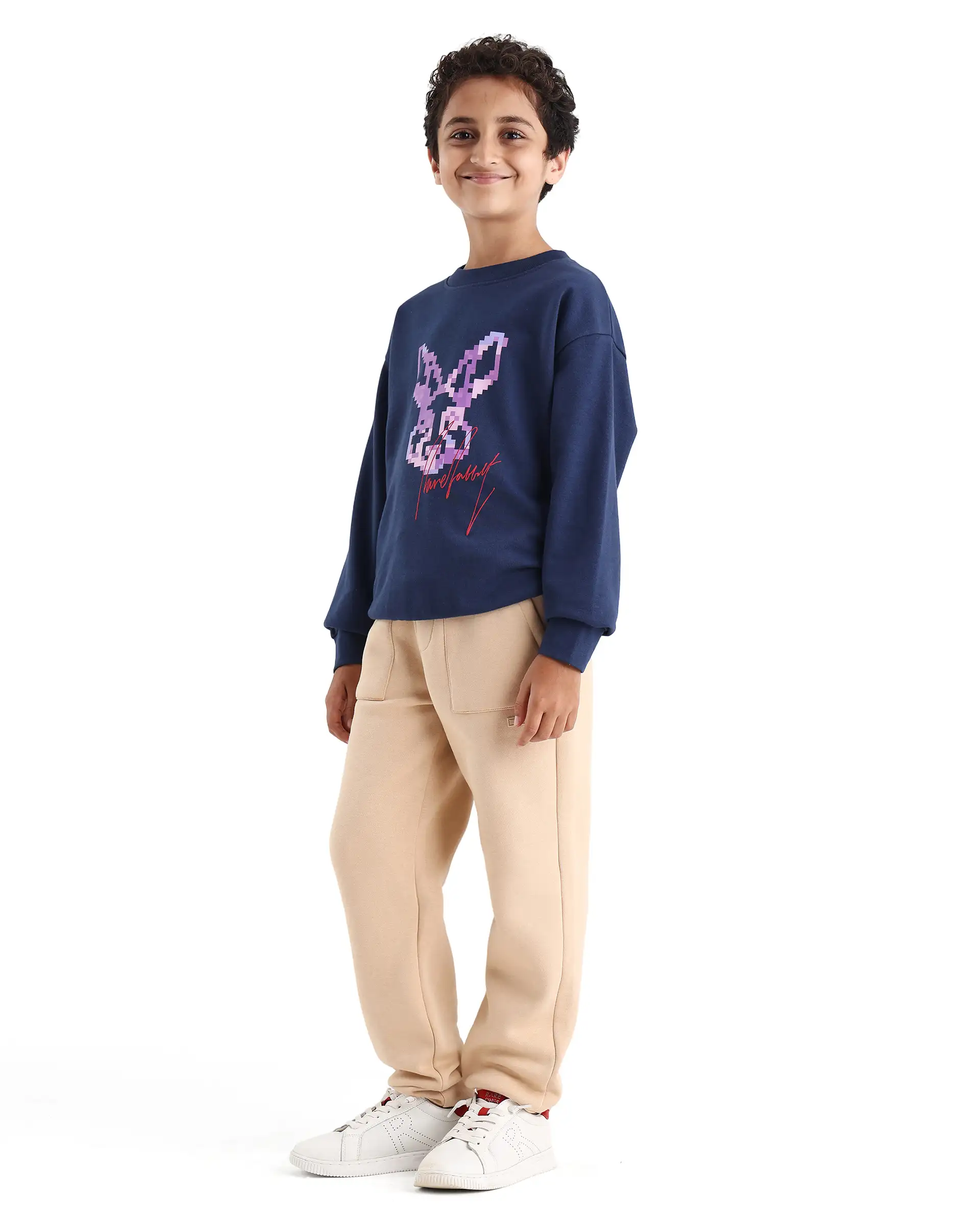 Rare Ones Kids Elio-B Beige Cotton Blend Drawstring Closure Regular Fit Trackpant - Image 3