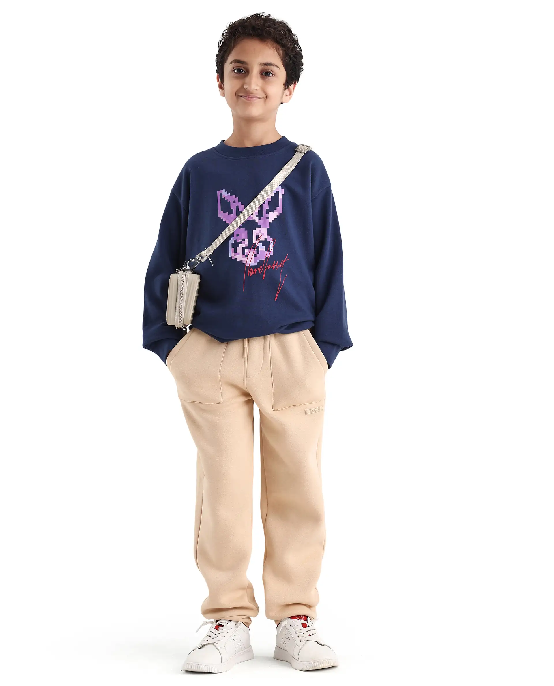 Rare Ones Kids Elio-B Beige Cotton Blend Drawstring Closure Regular Fit Trackpant - Image 5