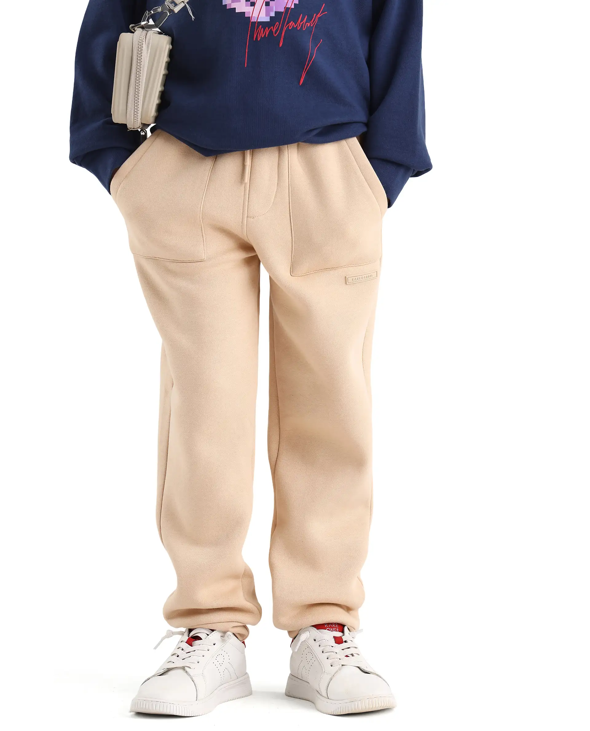 Rare Ones Kids Elio-B Beige Cotton Blend Drawstring Closure Regular Fit Trackpant - Image 6
