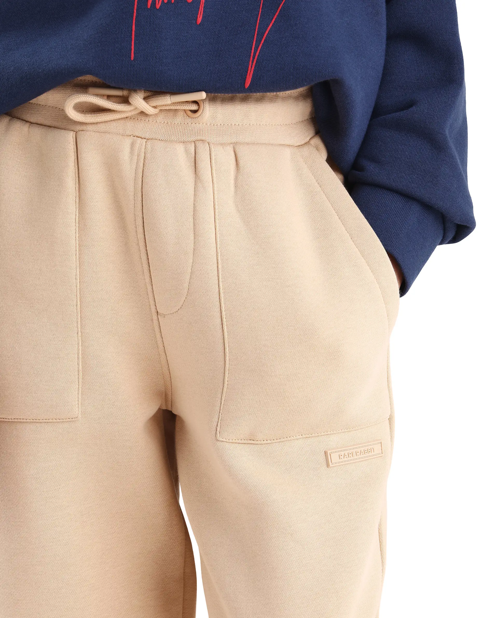 Rare Ones Kids Elio-B Beige Cotton Blend Drawstring Closure Regular Fit Trackpant - Image 7
