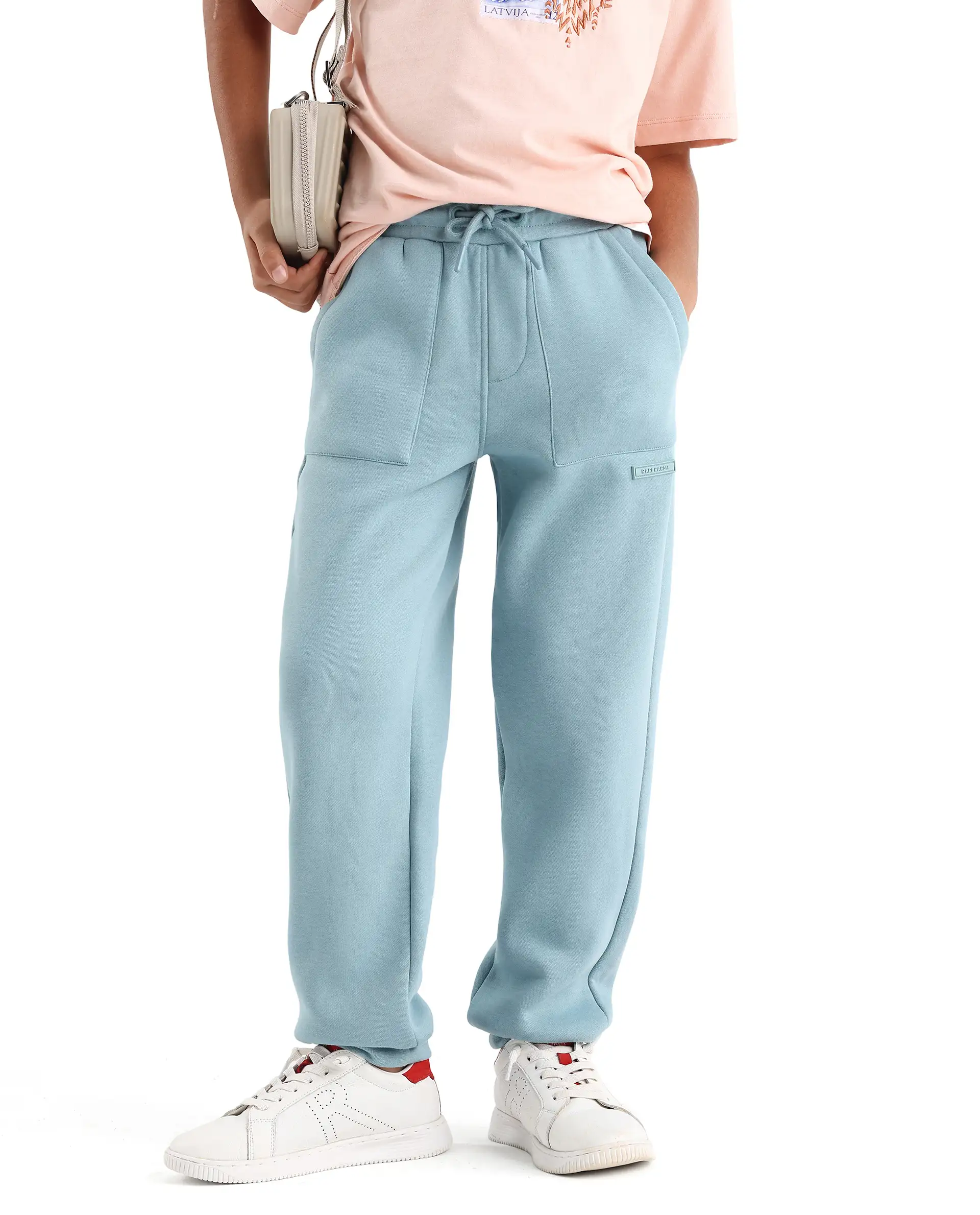 Rare Ones Kids Elio-B Light Blue Cotton Blend Regular Fit Trackpant - Image 2