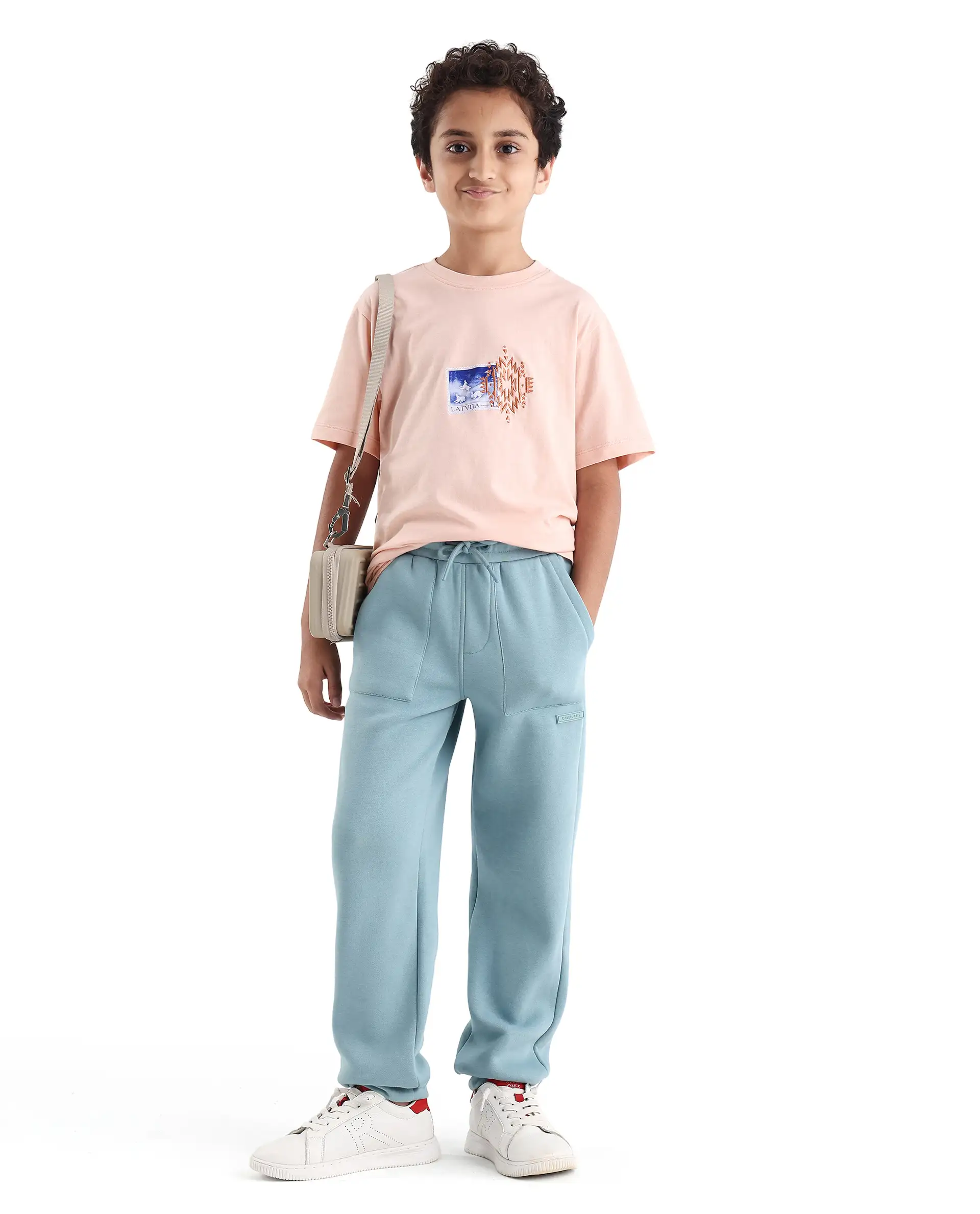 Rare Ones Kids Elio-B Light Blue Cotton Blend Regular Fit Trackpant - Image 4